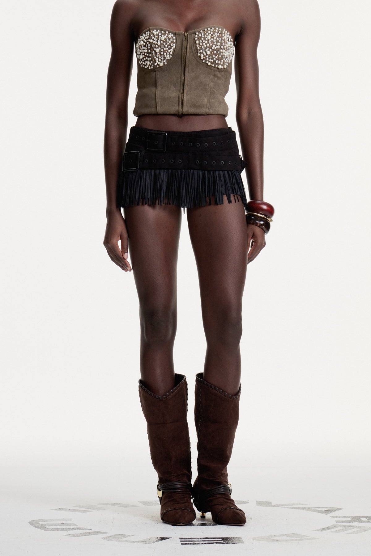 Carolien Fringe Buckle Mini Skirt