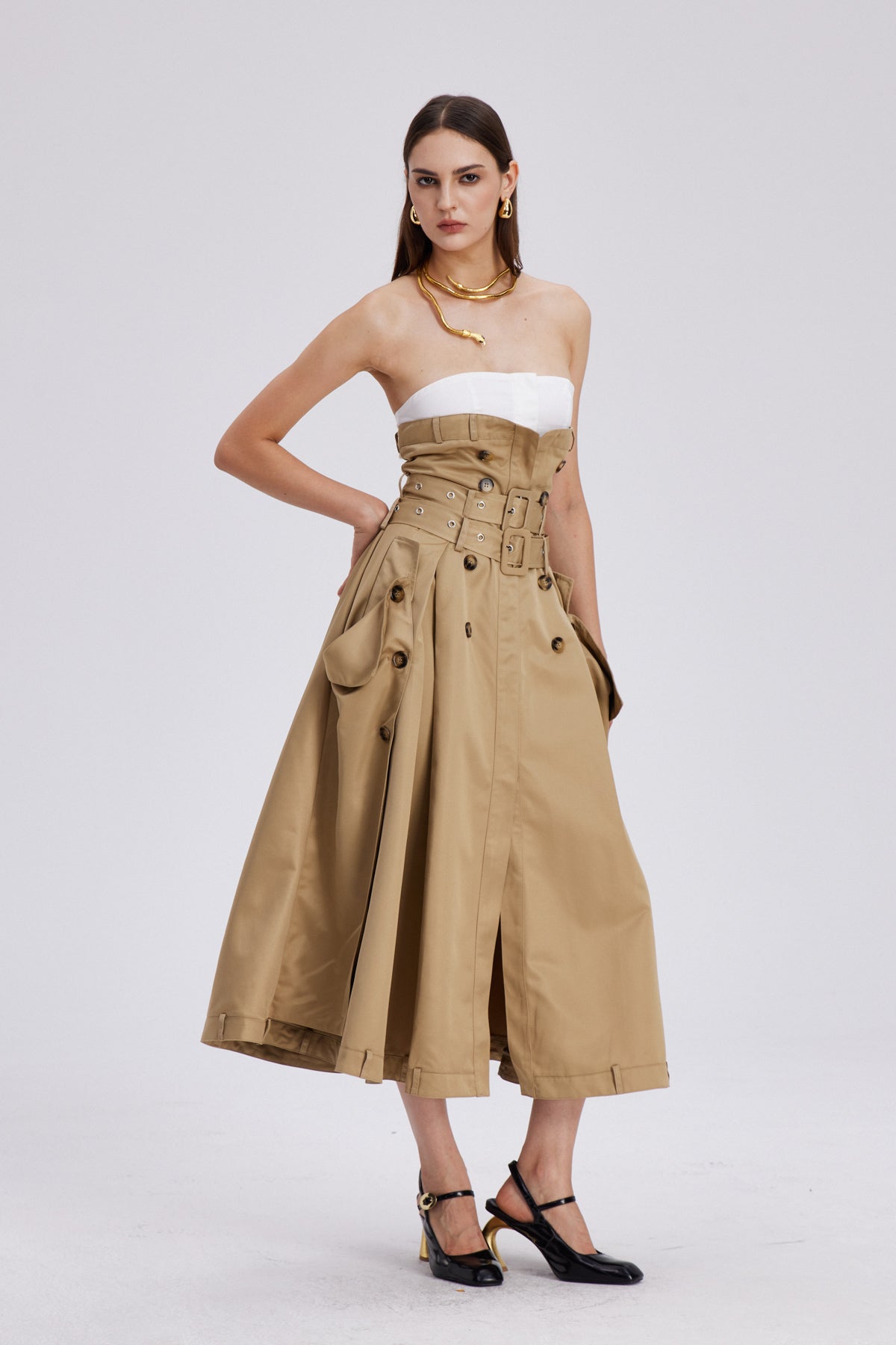 Caroline Strapless Buckle Maxi Dress