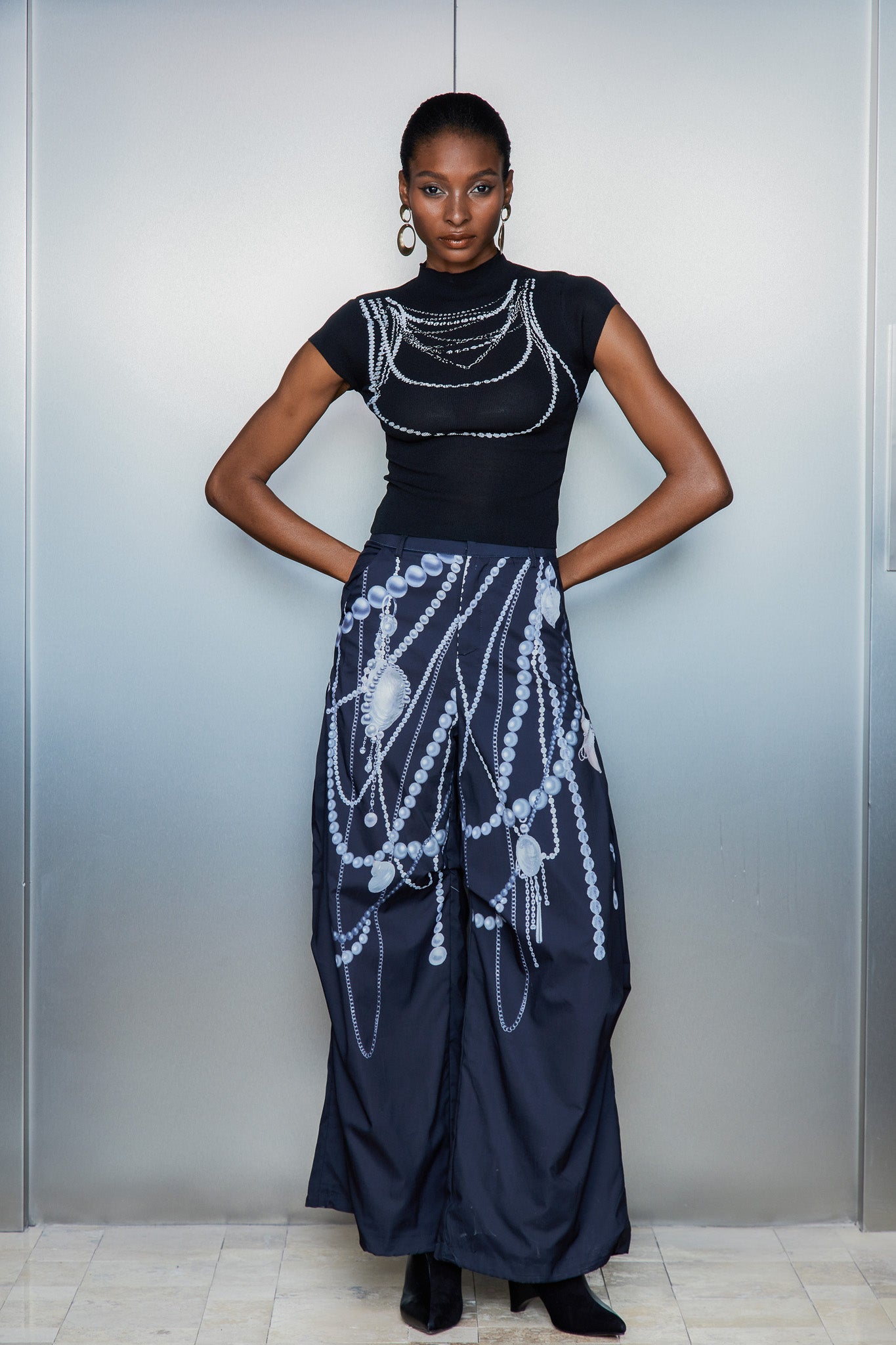 Cassiel Pearl Chain Print Pants