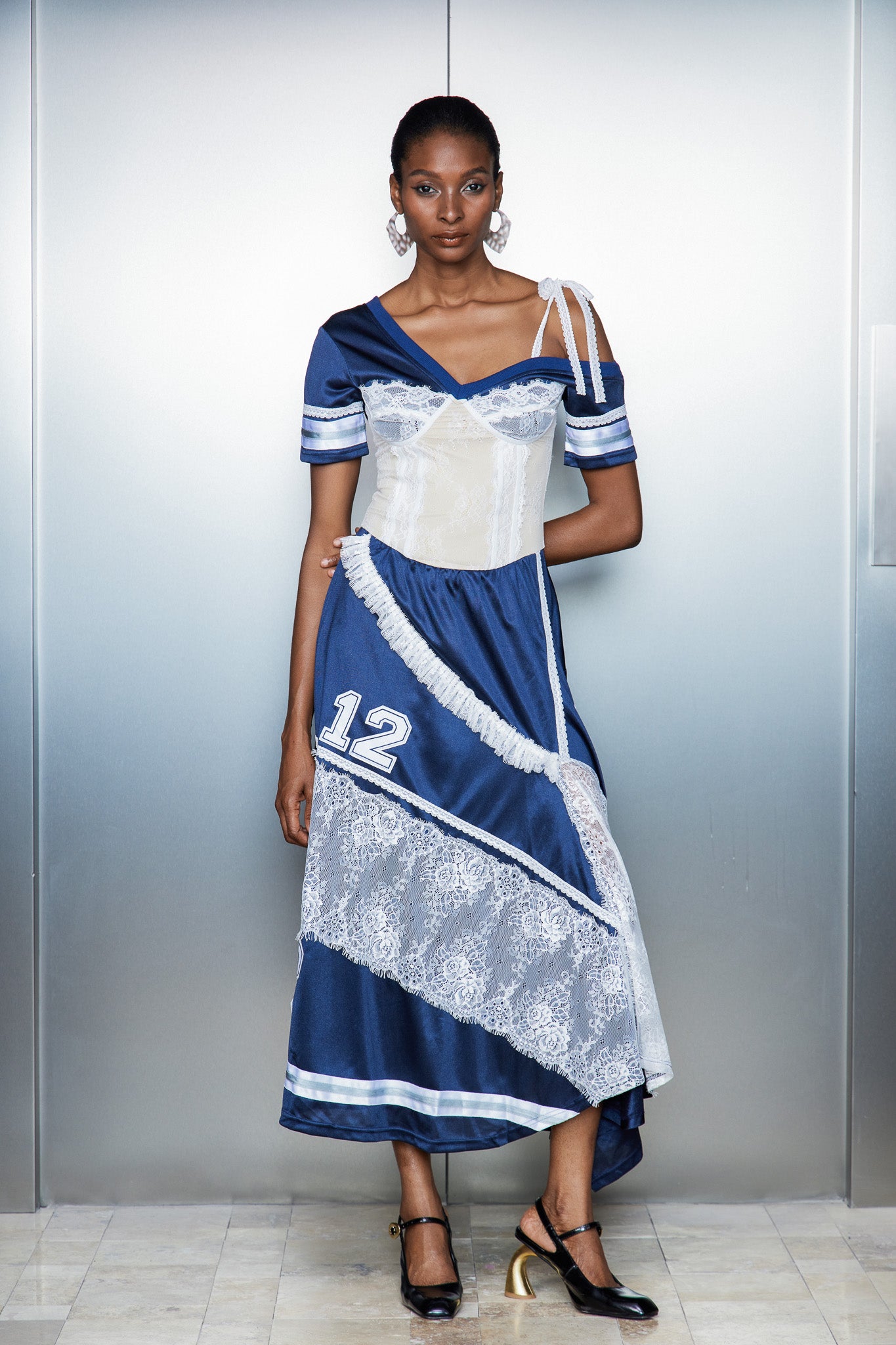 Catharine Lace Deconstruct Asymmetric Maxi Dress