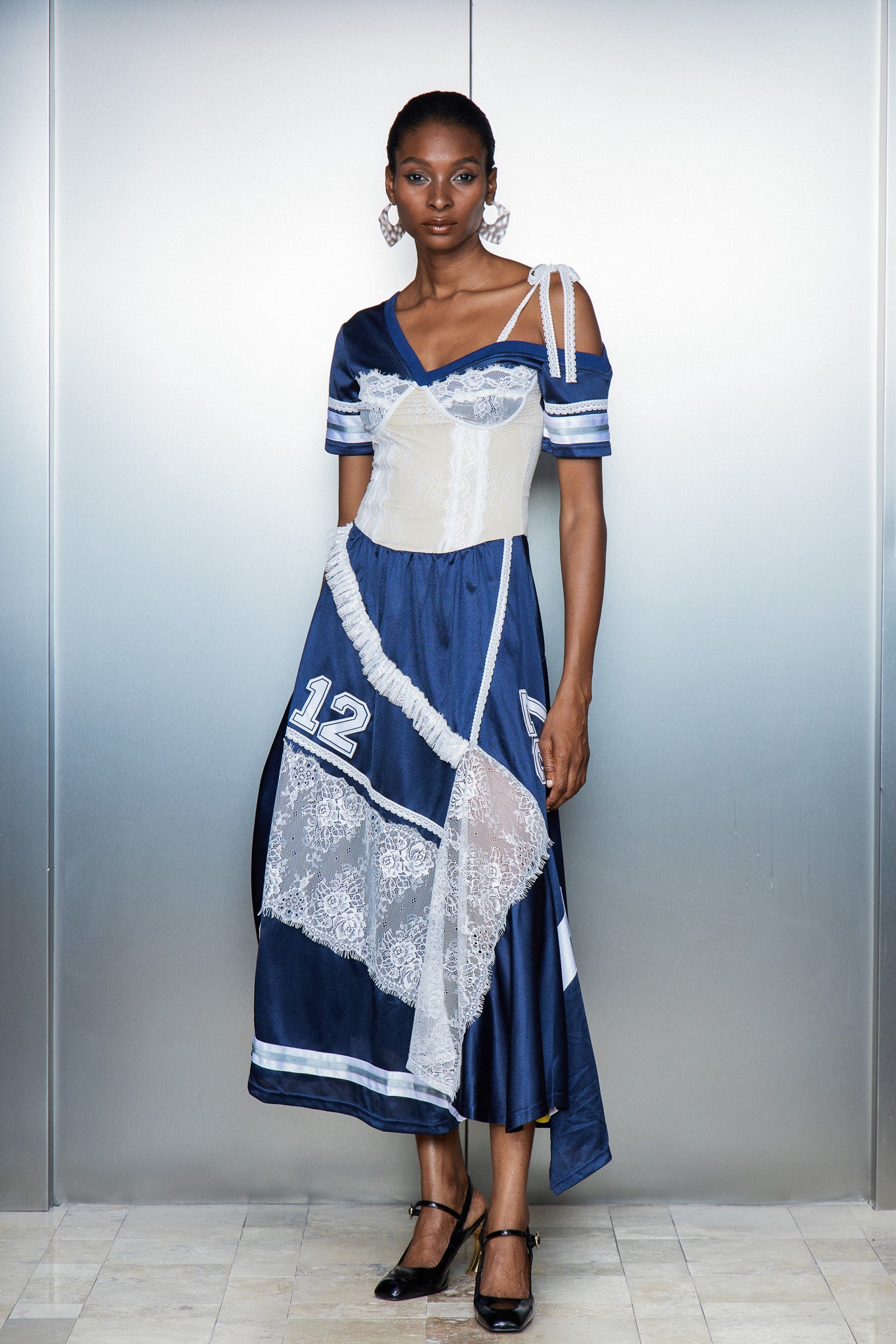 Catharine Lace Deconstruct Asymmetric Maxi Dress