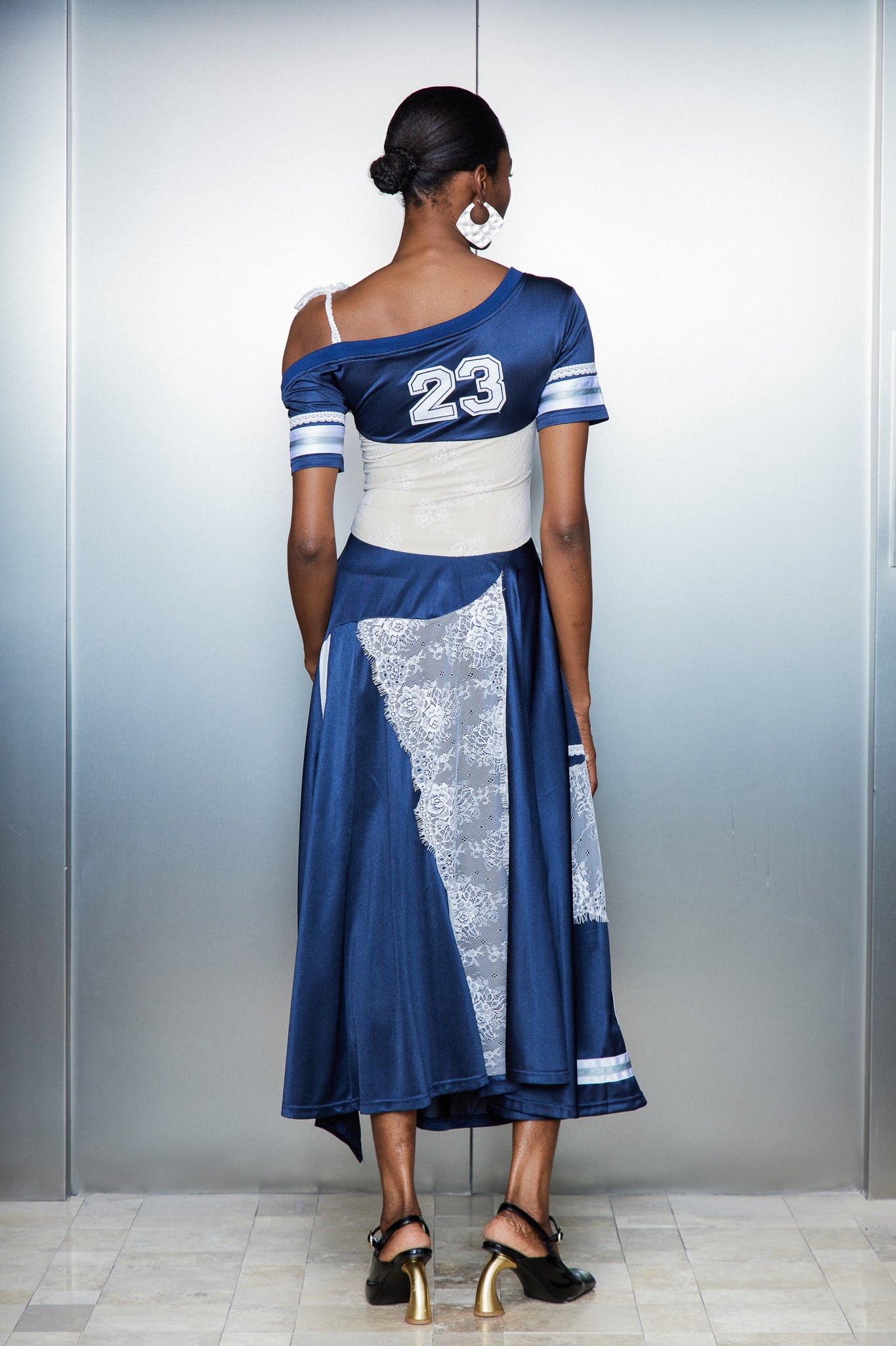 Catharine Lace Deconstruct Asymmetric Maxi Dress