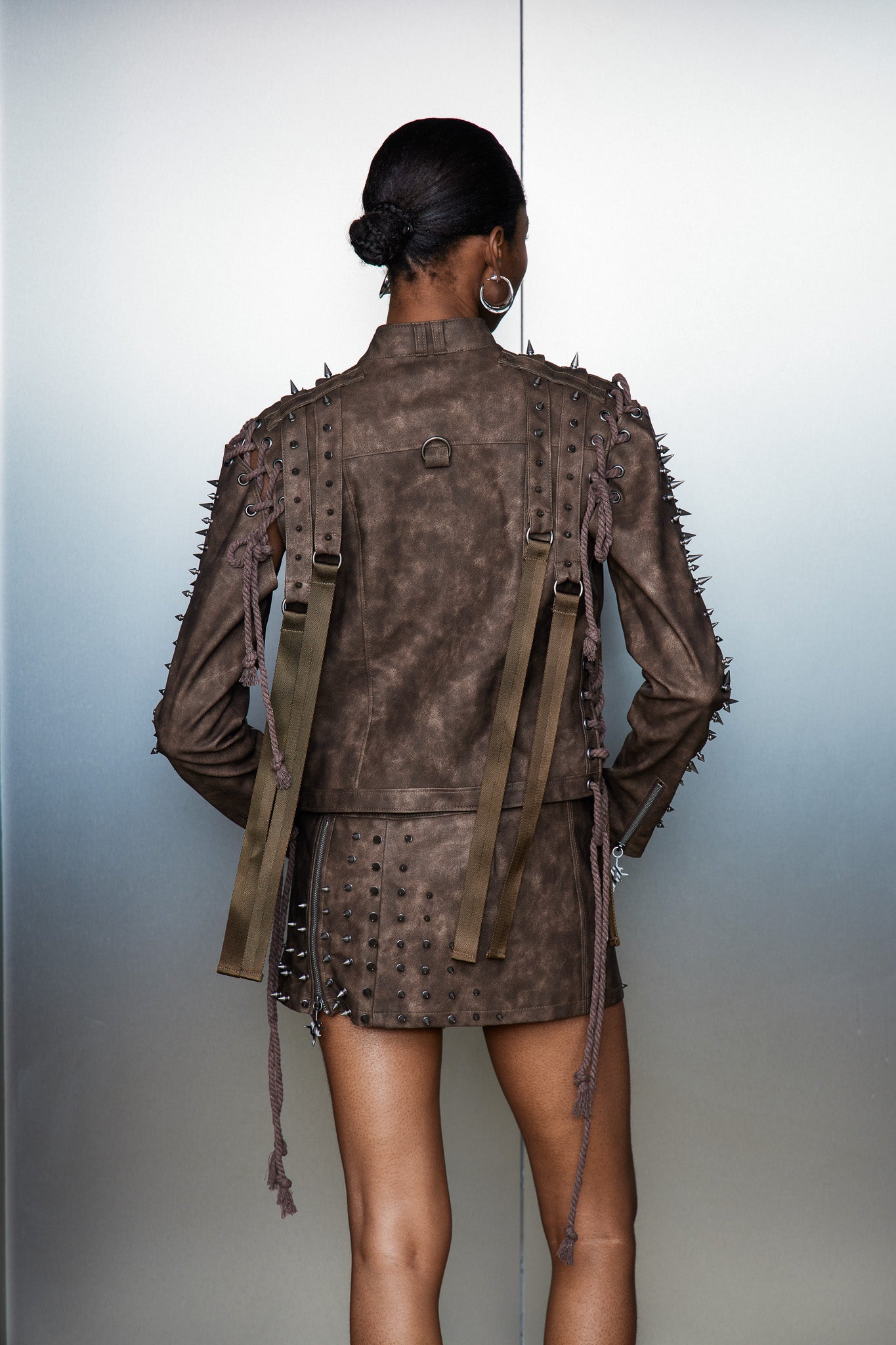 Catia Embellished Lace Up Fringe Jacket