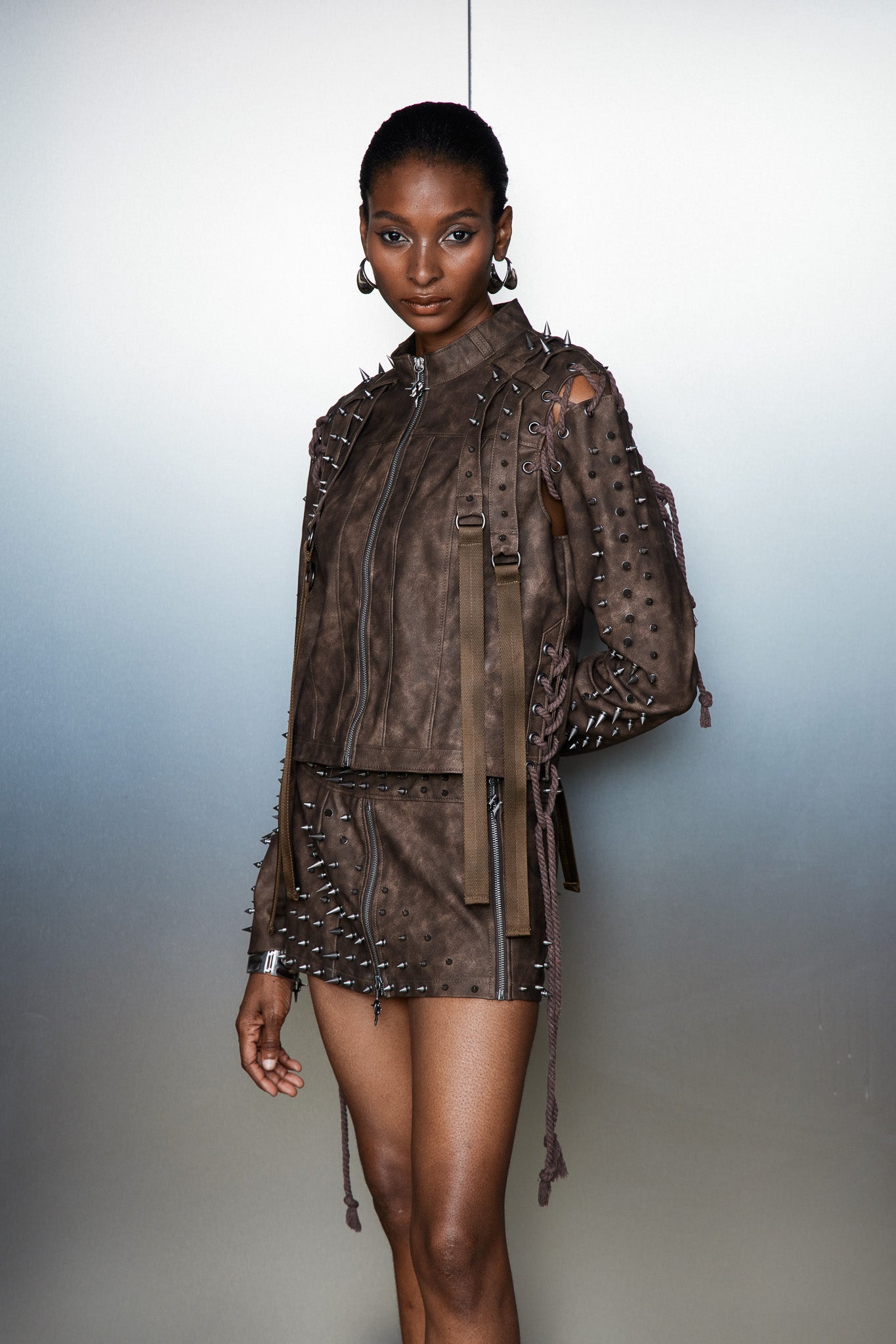 Catia Embellished Lace Up Fringe Jacket