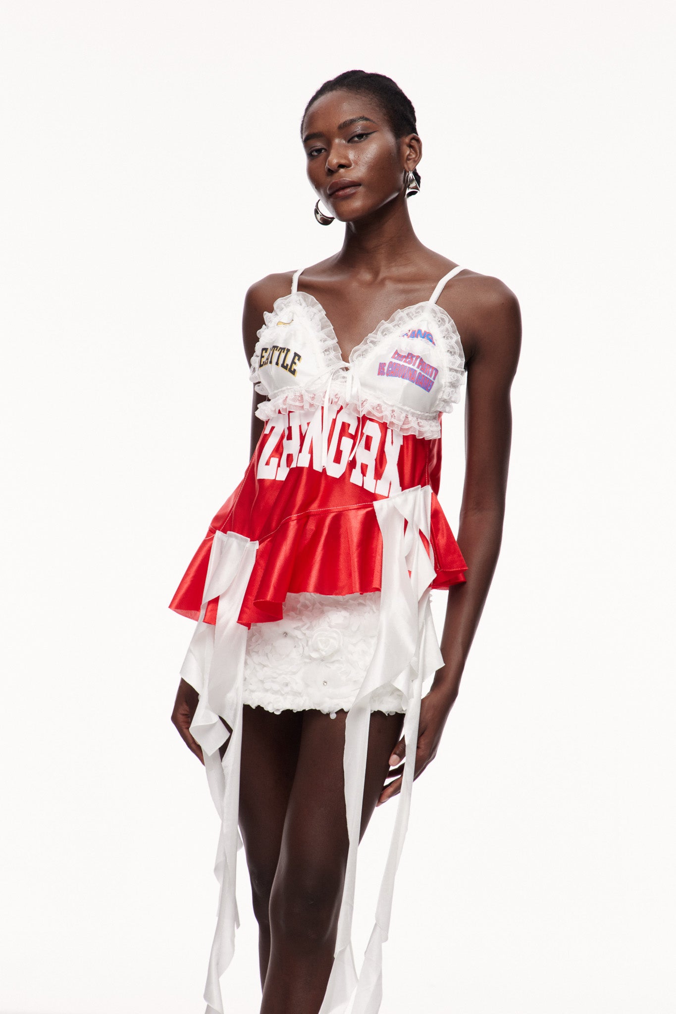 Ceallagh Lace Fringe Top In Red