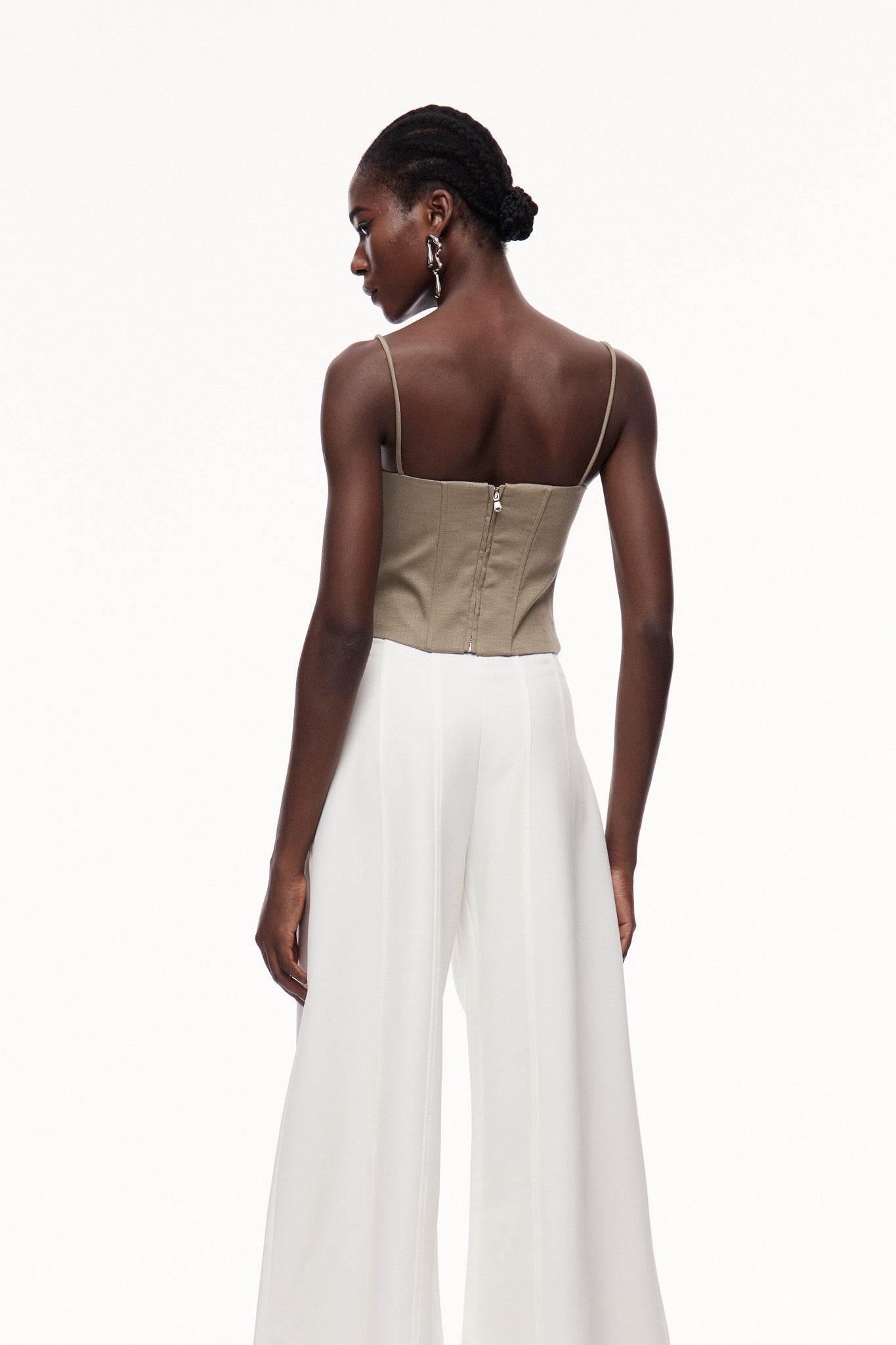 Cedar Flower Asymmetric Lace Up Top