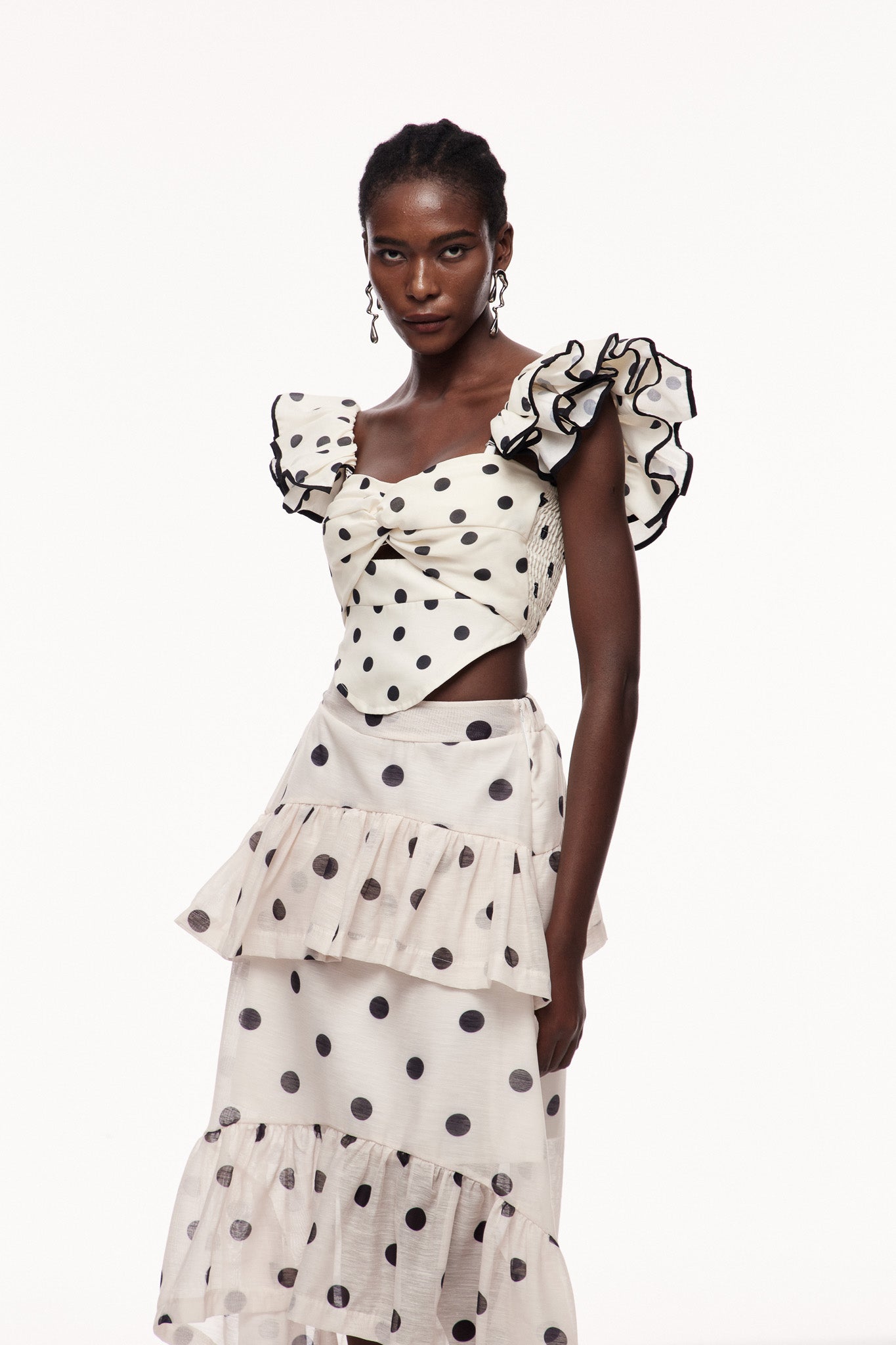 Celal Dot Ruffle Top