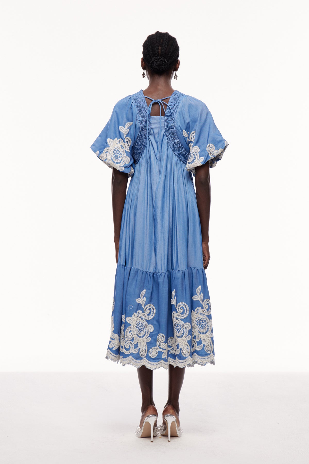 Cemre Embroidered Plunge Maxi Dress