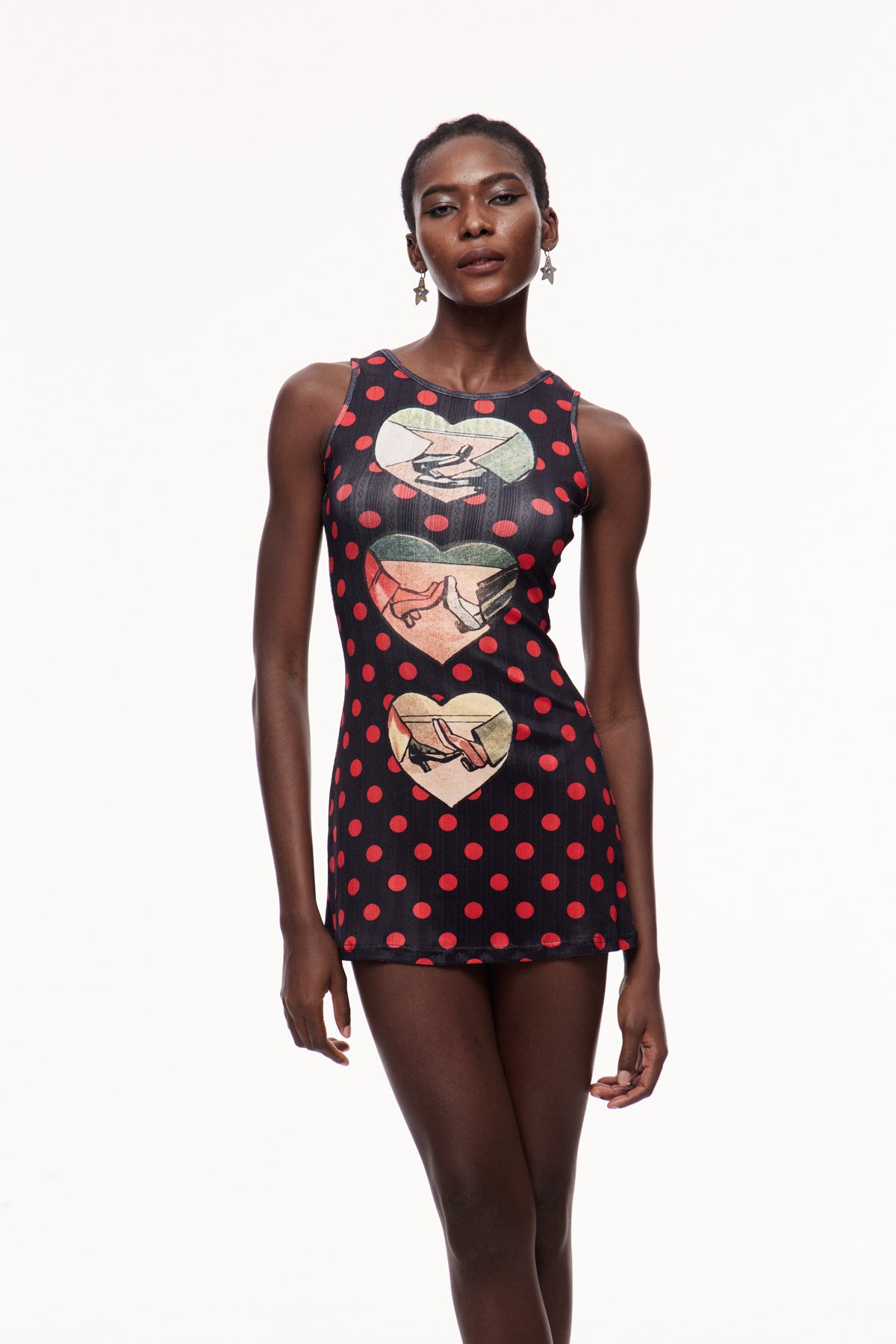 Ceolmund Dot Heart Sleeveless Mini Dress