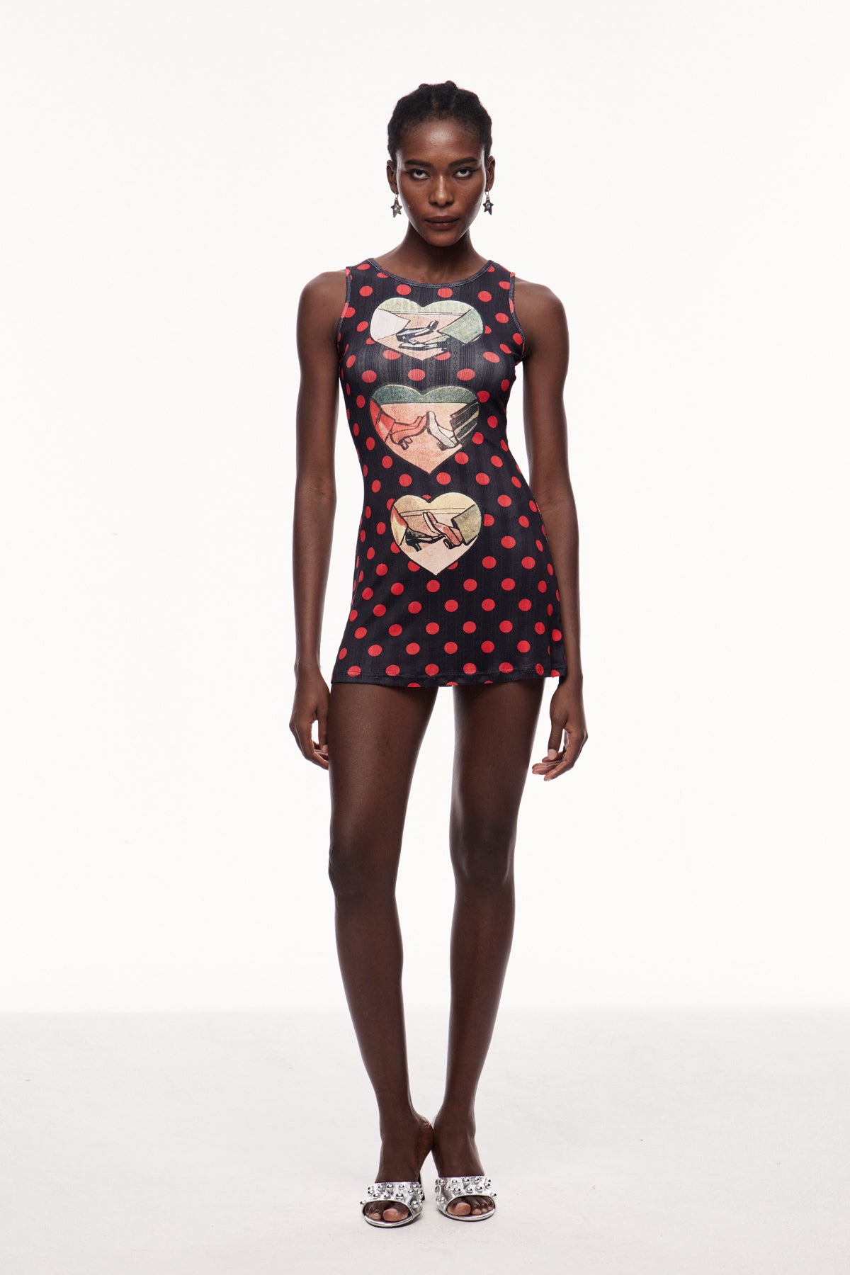 Ceolmund Dot Heart Sleeveless Mini Dress