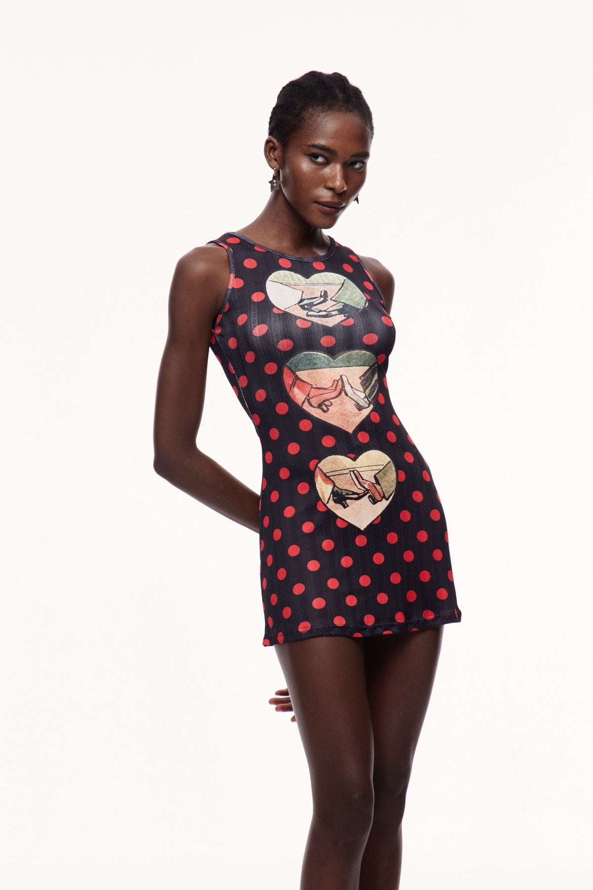 Ceolmund Dot Heart Sleeveless Mini Dress