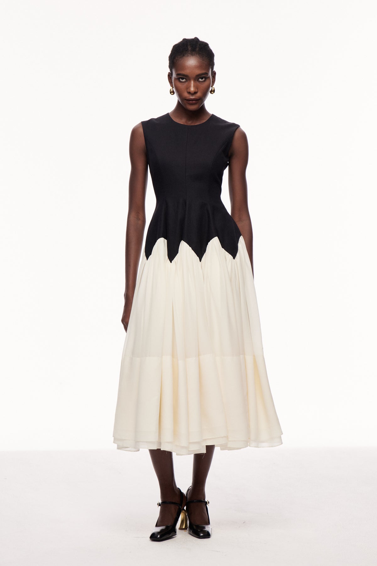 Ceres Ruffle Sleeveless Midi Dress