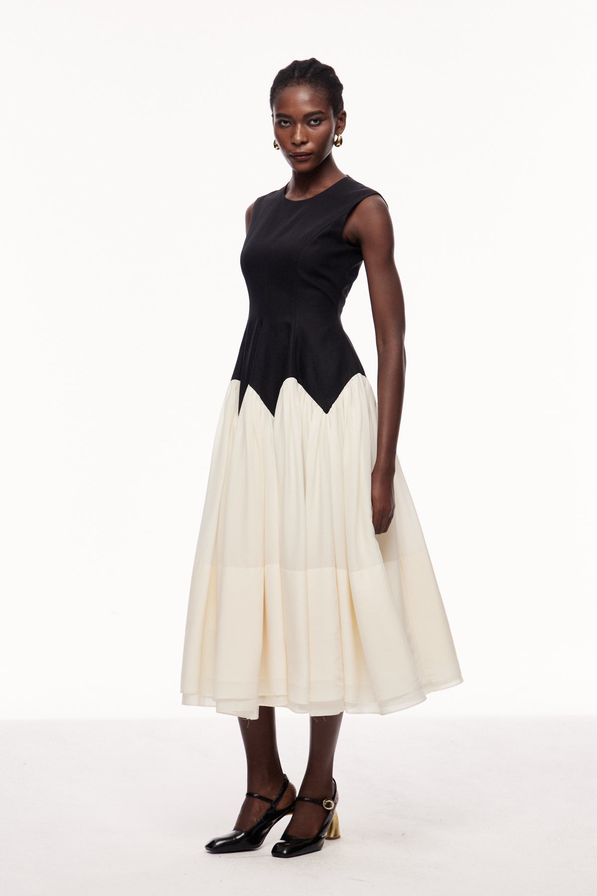 Ceres Ruffle Sleeveless Midi Dress