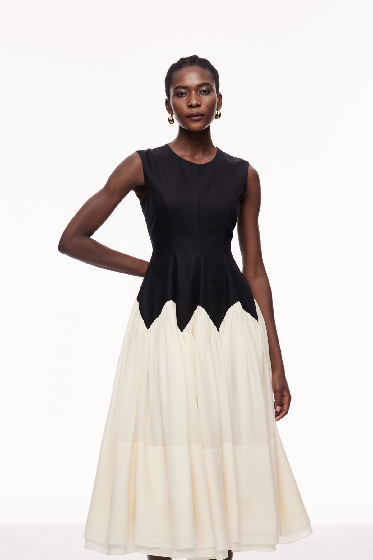 Ceres Ruffle Sleeveless Midi Dress