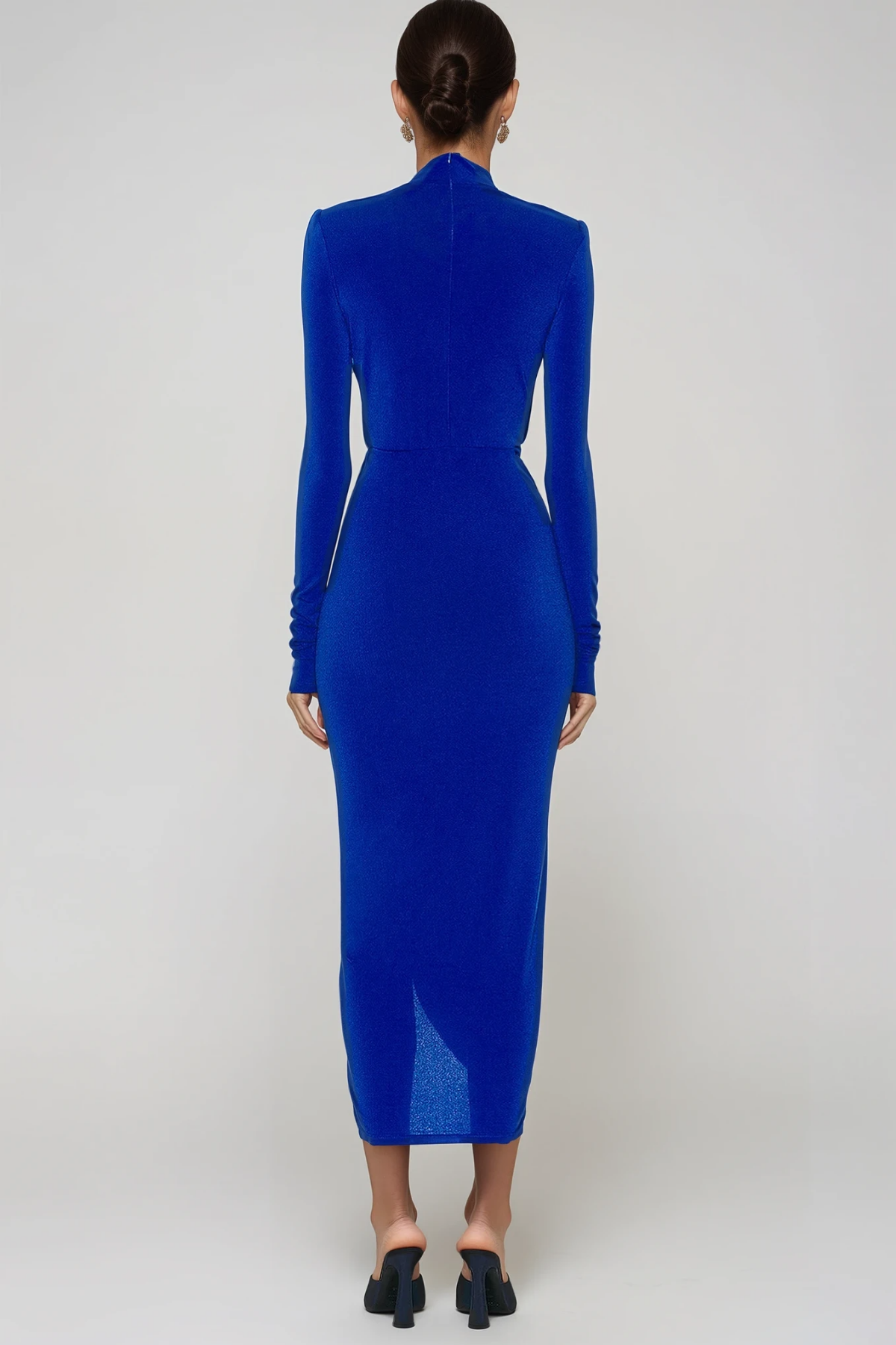 Cesarina High Neck Cutout Ruch Midi Dress