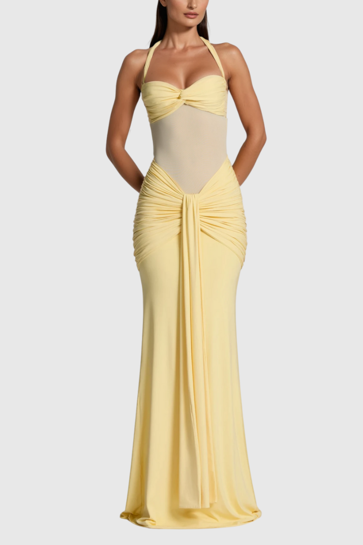 Cistimiru Halter Neck Tie Up Maxi Dress