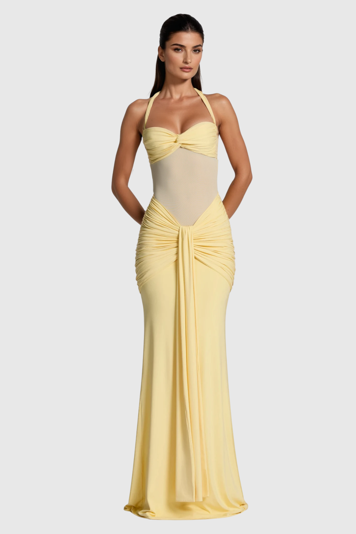 Cistimiru Halter Neck Tie Up Maxi Dress