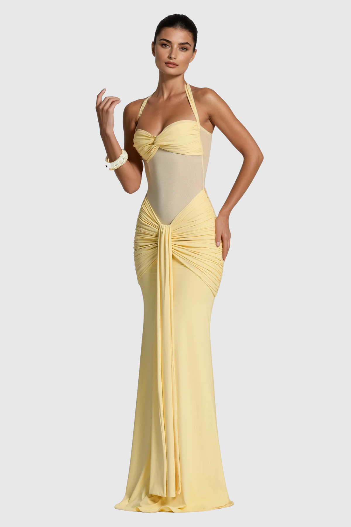Cistimiru Halter Neck Tie Up Maxi Dress
