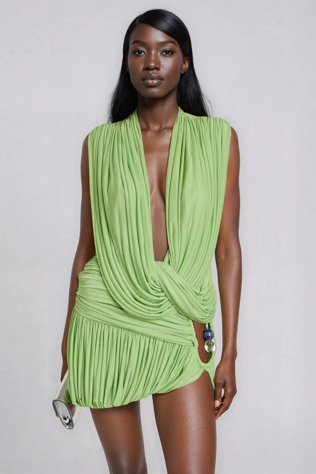 Ceylin Draped Back Plunge Skirt Set