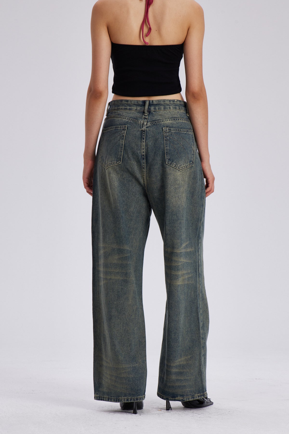 Charla Embroidered Bleached Straight Jeans