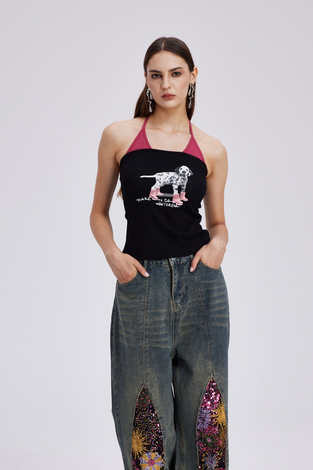 Charlemagne Halter Neck Bodycon Top