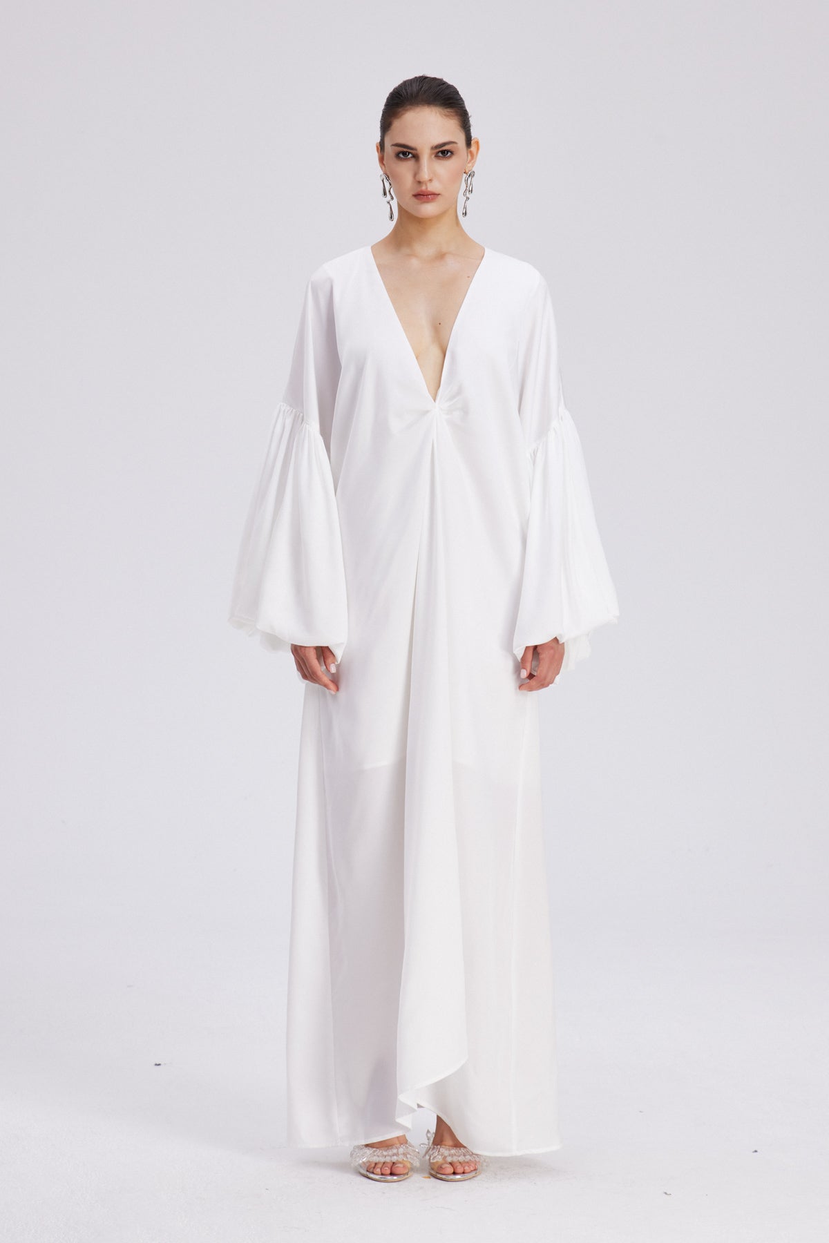 Charlton Plunge Balloon Sleeve Maxi Dress