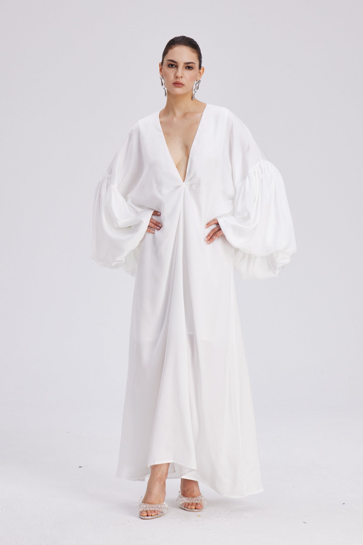 Charlton Plunge Balloon Sleeve Maxi Dress