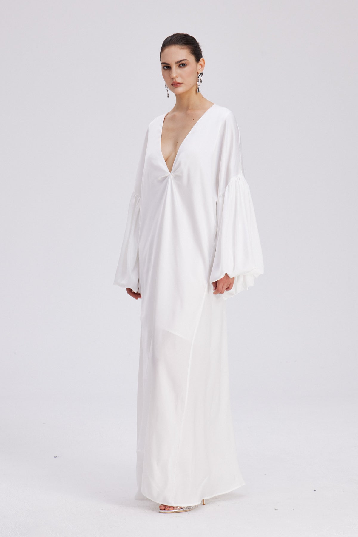 Charlton Plunge Balloon Sleeve Maxi Dress