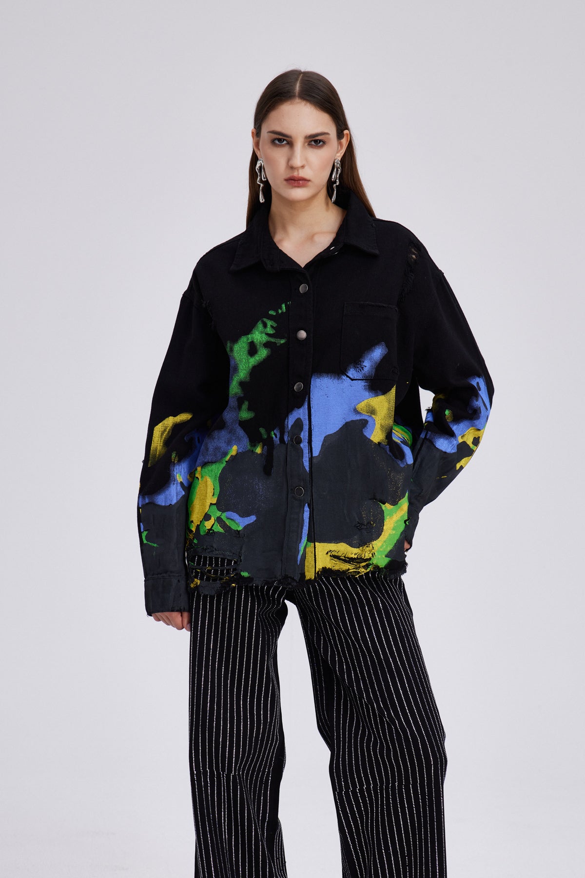 Chastity Print Ripped Denim Jacket