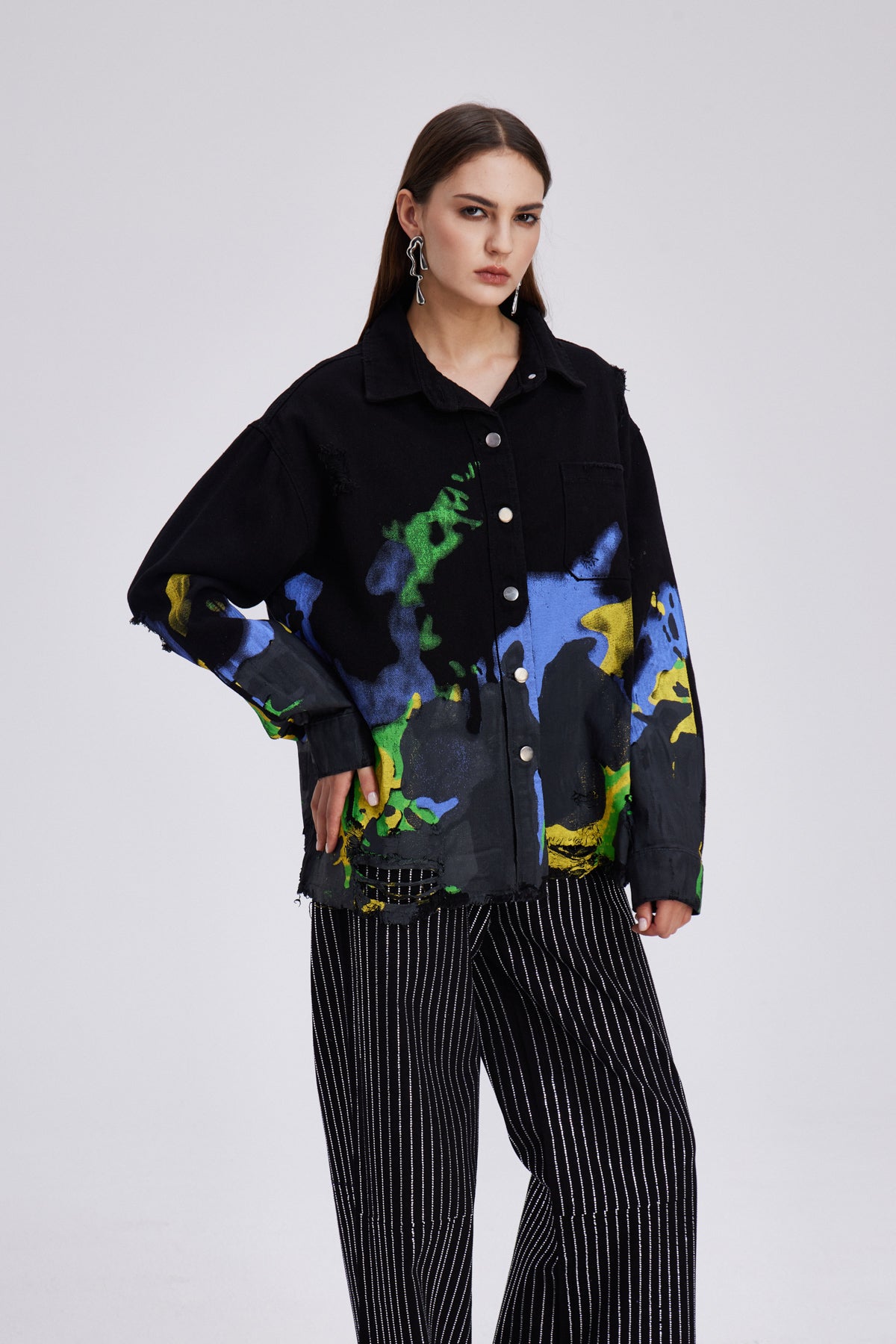 Chastity Print Ripped Denim Jacket