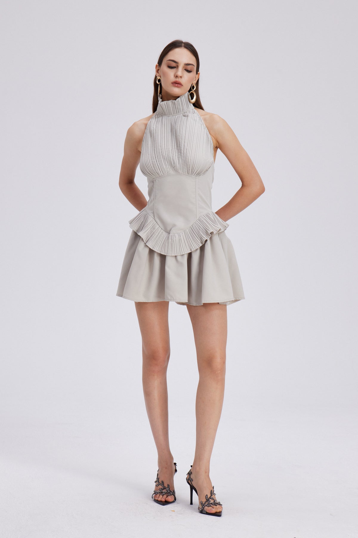 Chaya Ruch Halter Neck Ruffle Mini Dress