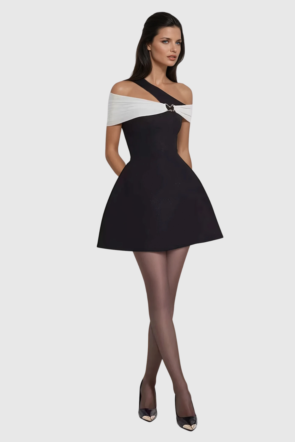 Chidiebere Asymmetric Off Shoulder Mini Dress