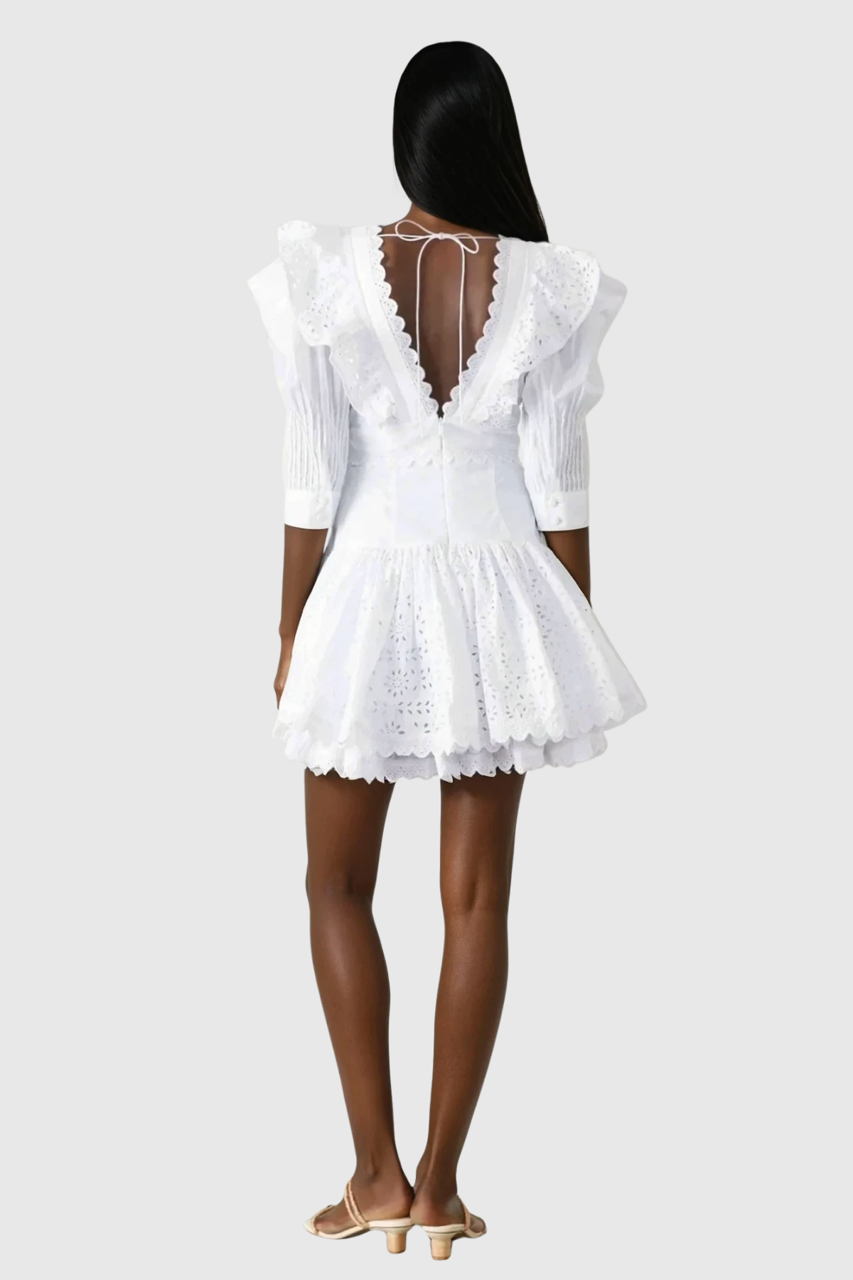 Chinelo Plunge Balloon Sleeve Mini Dress