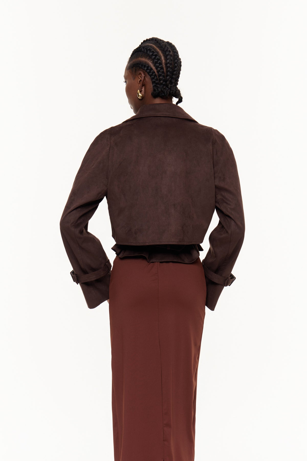 Chioma Lapel Buckle Suede Jacket