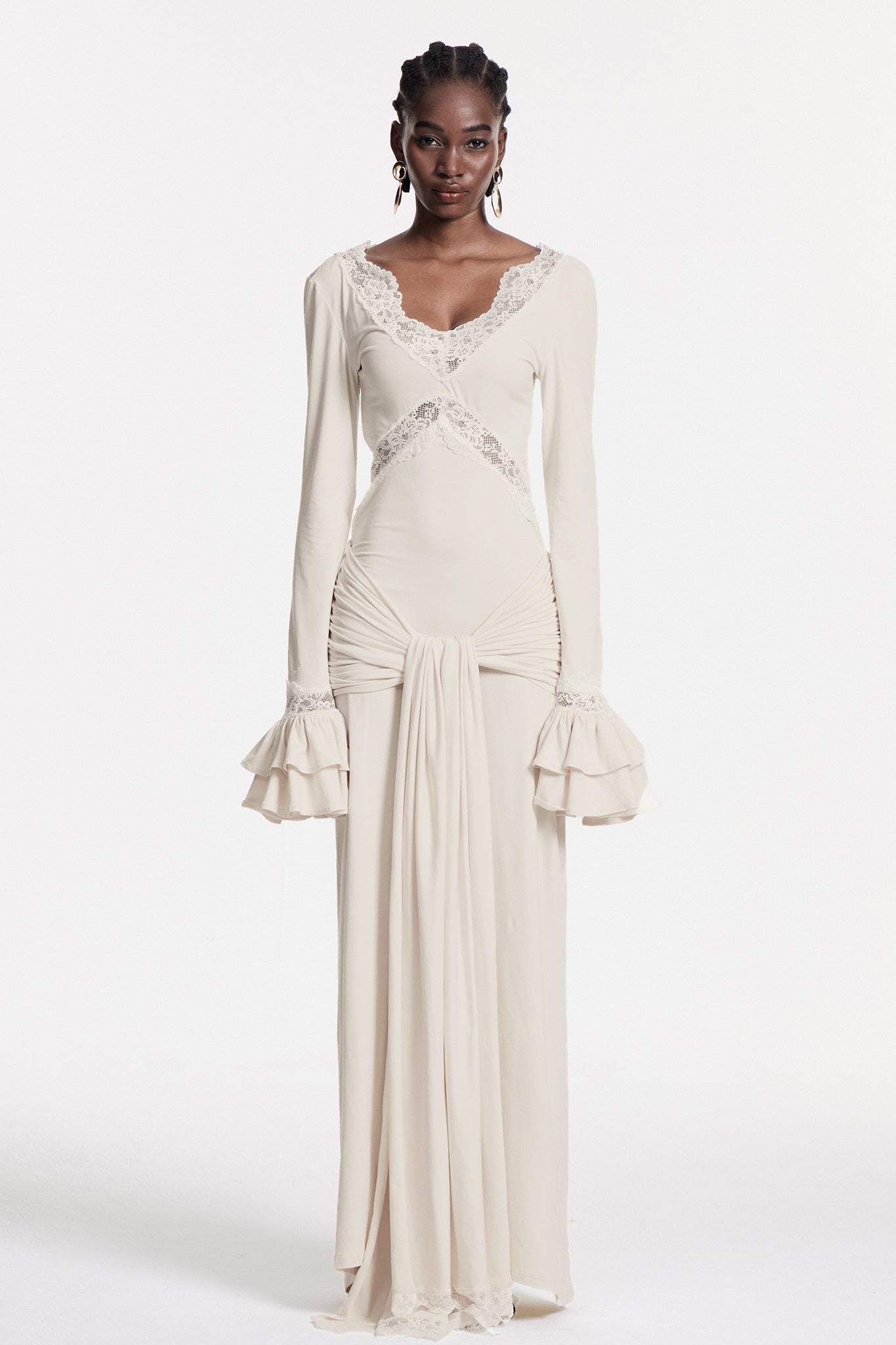 Chizuru Lace Tie Up Maxi Dress