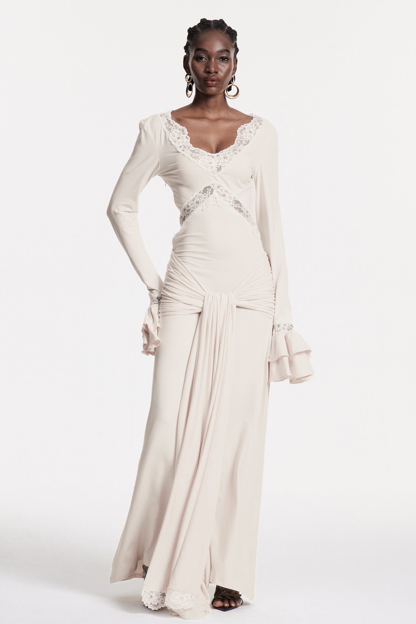 Chizuru Lace Tie Up Maxi Dress