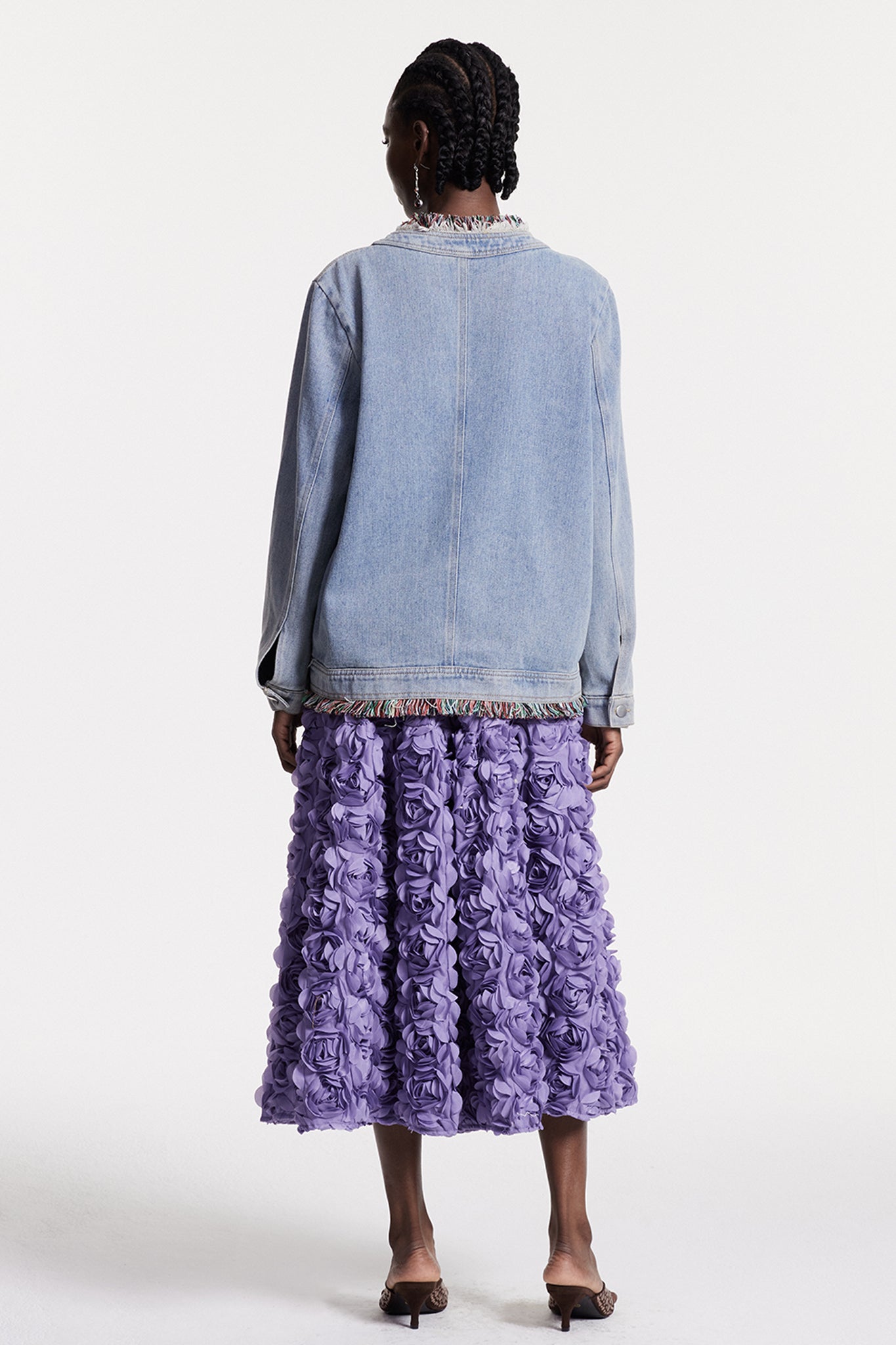 Cho Rhinestone Fringe Denim Jacket