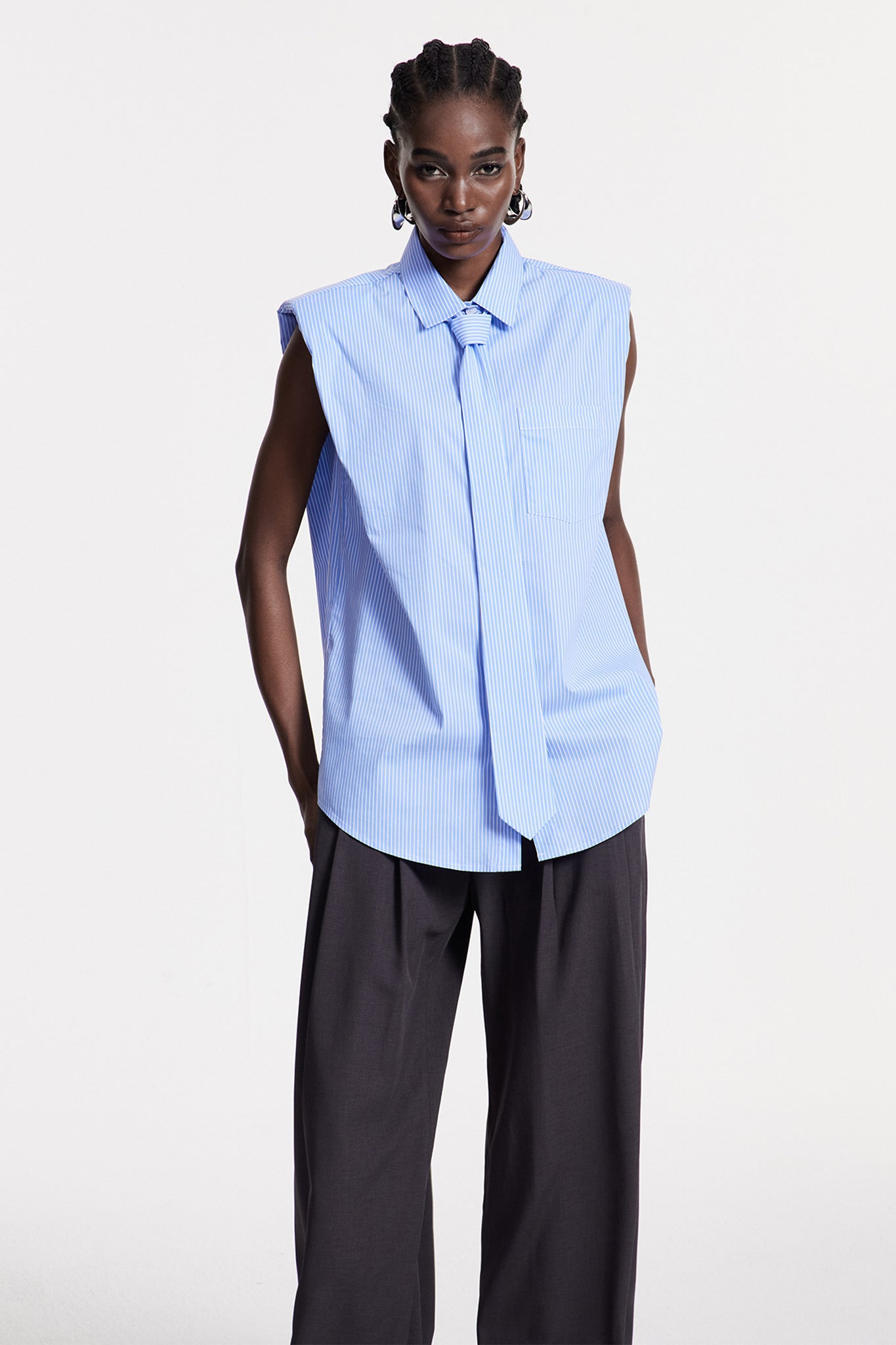 Chris Stripe Sleeveless Shirt