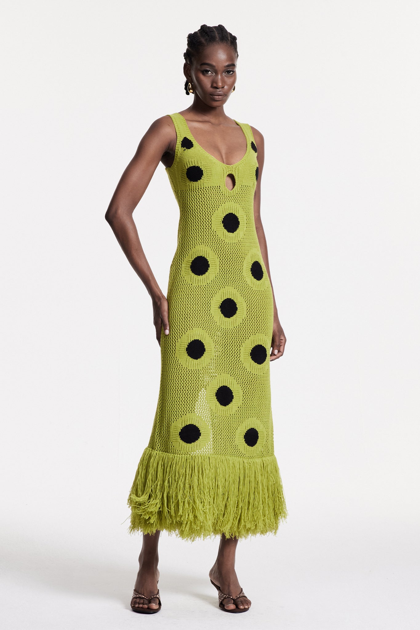 Christen Fringe Knit Maxi Dress