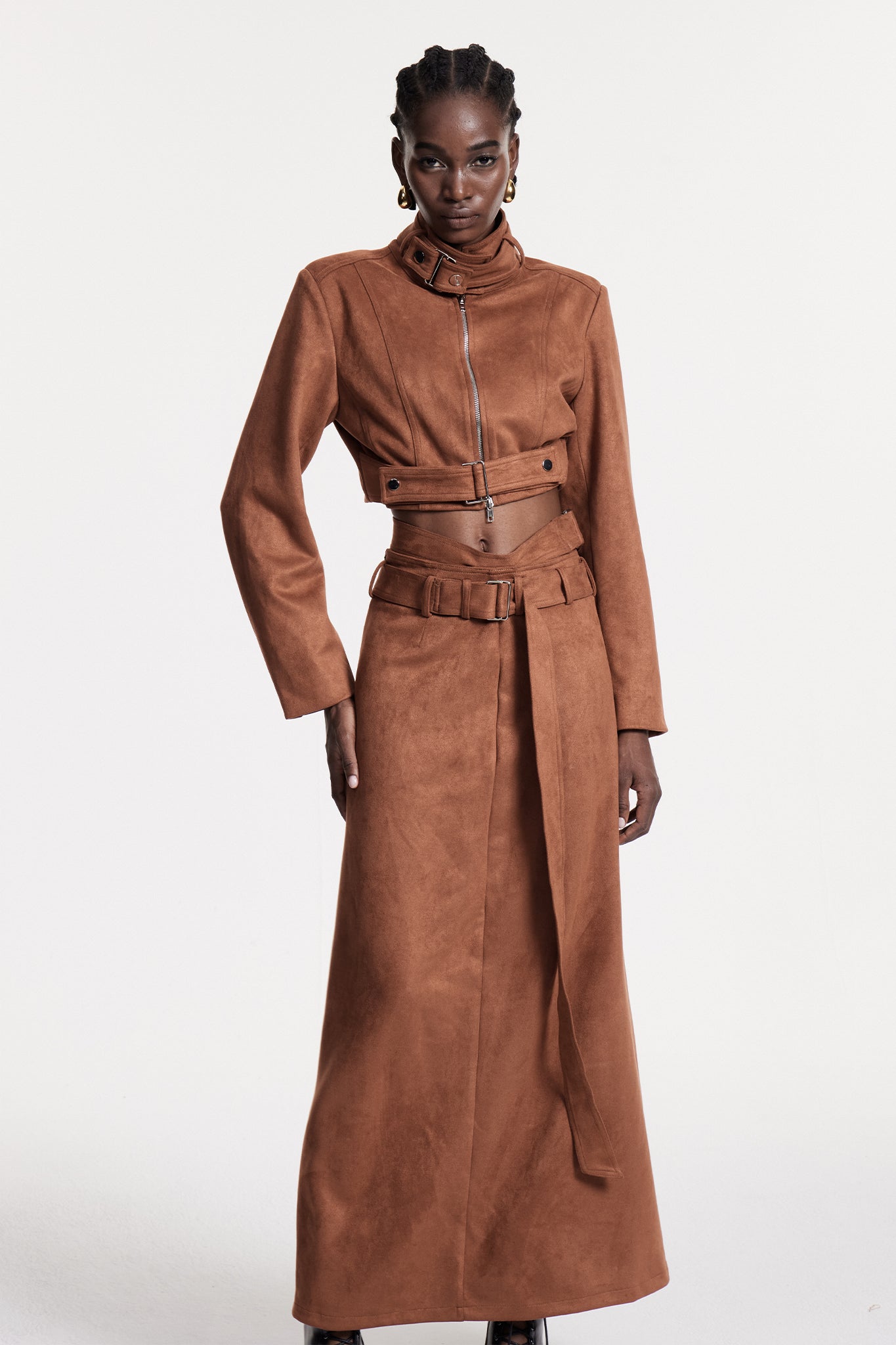 Christer Suede Cutout Skirt Set