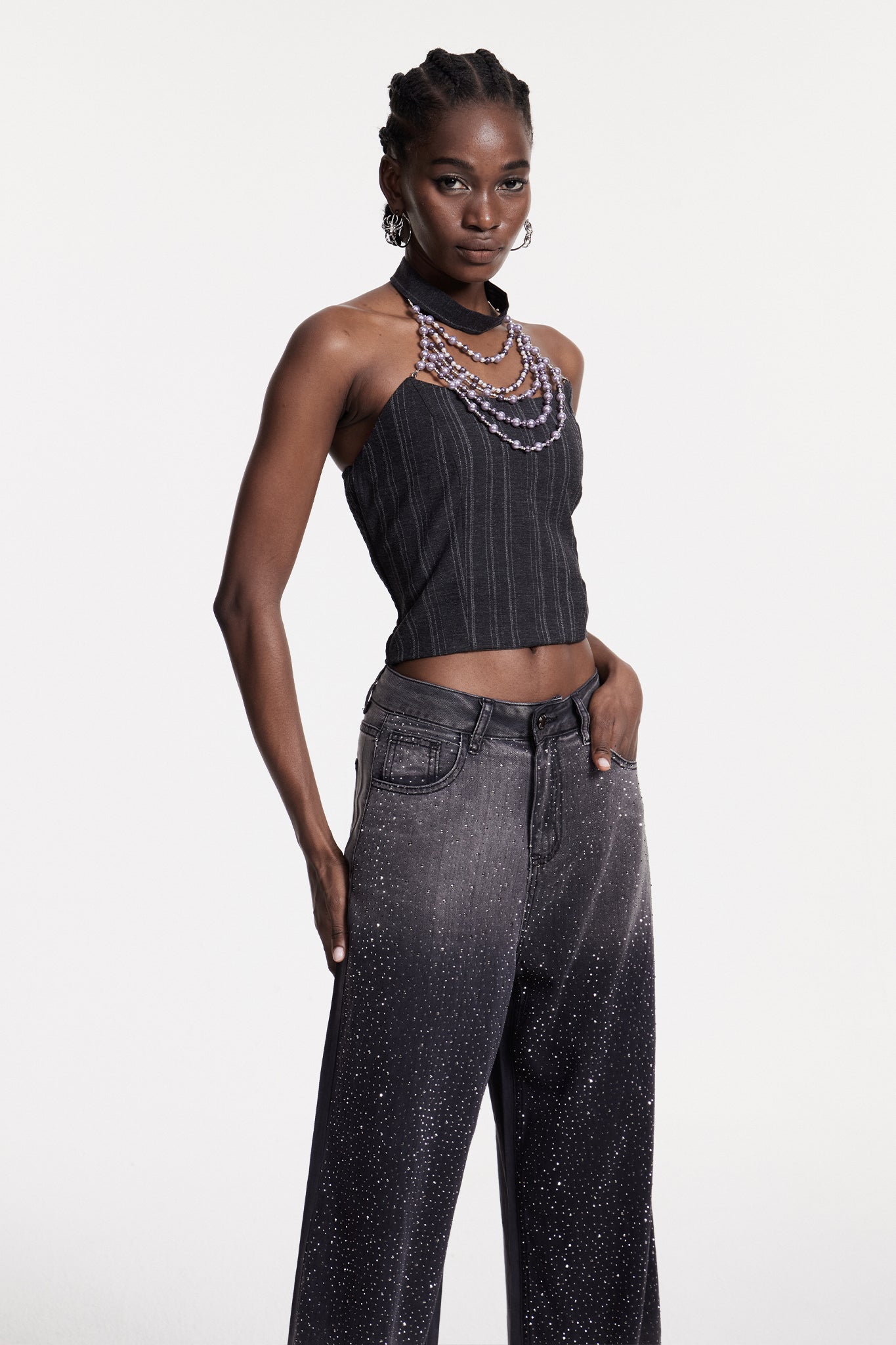 Christin Pearl Halter Neck Top