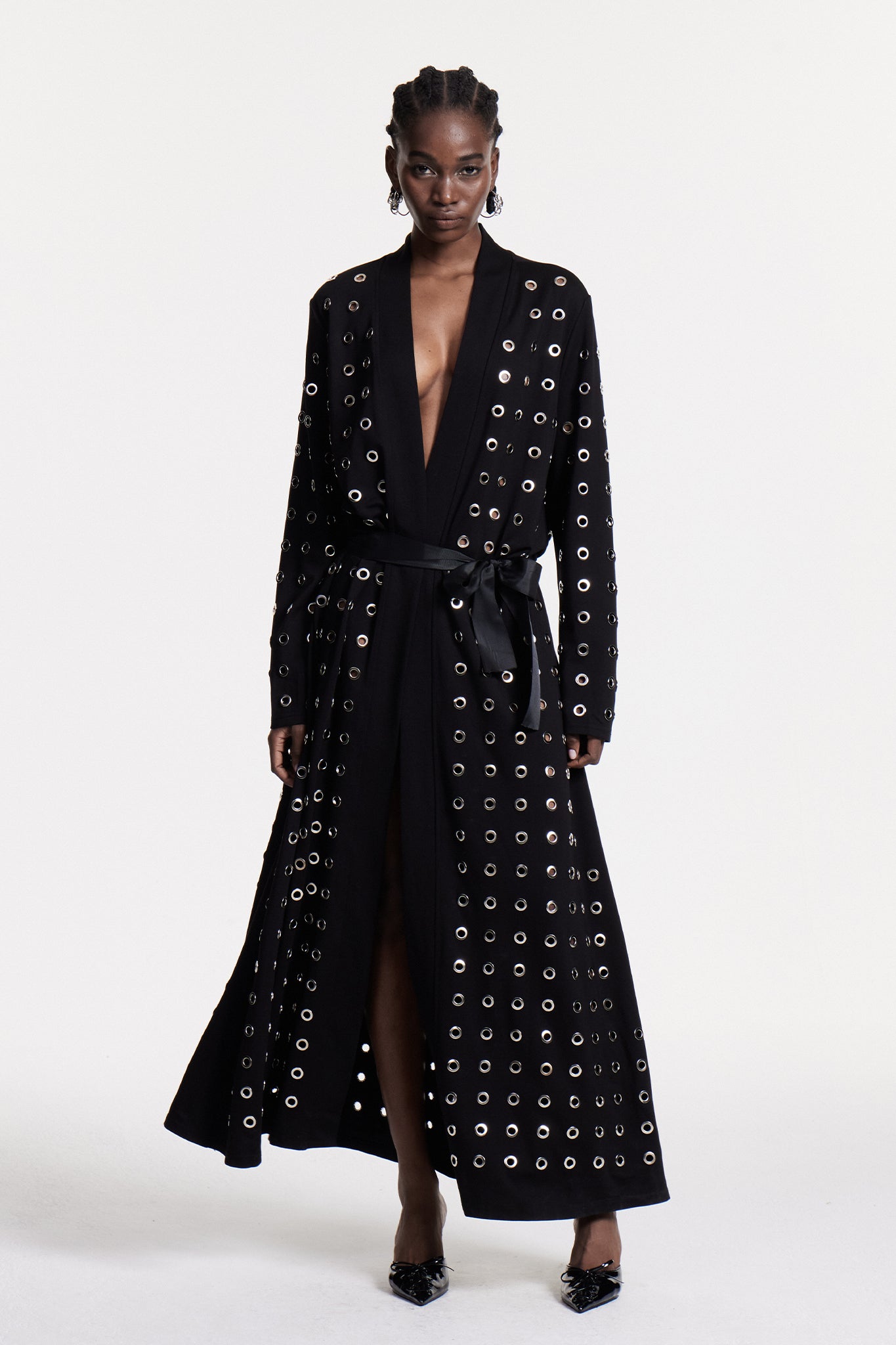 Christmas Eyelet Cutout Coat