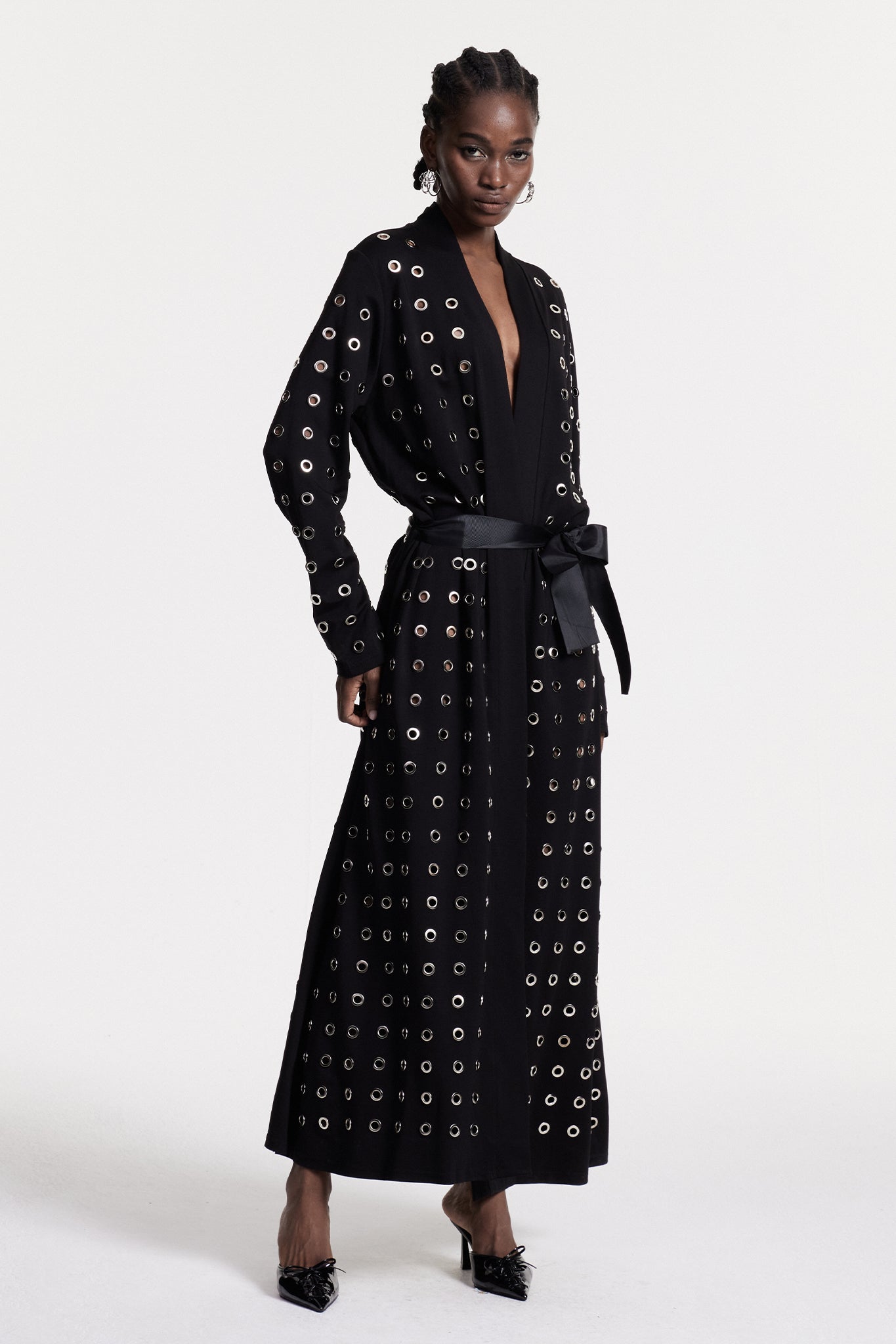 Christmas Eyelet Cutout Coat