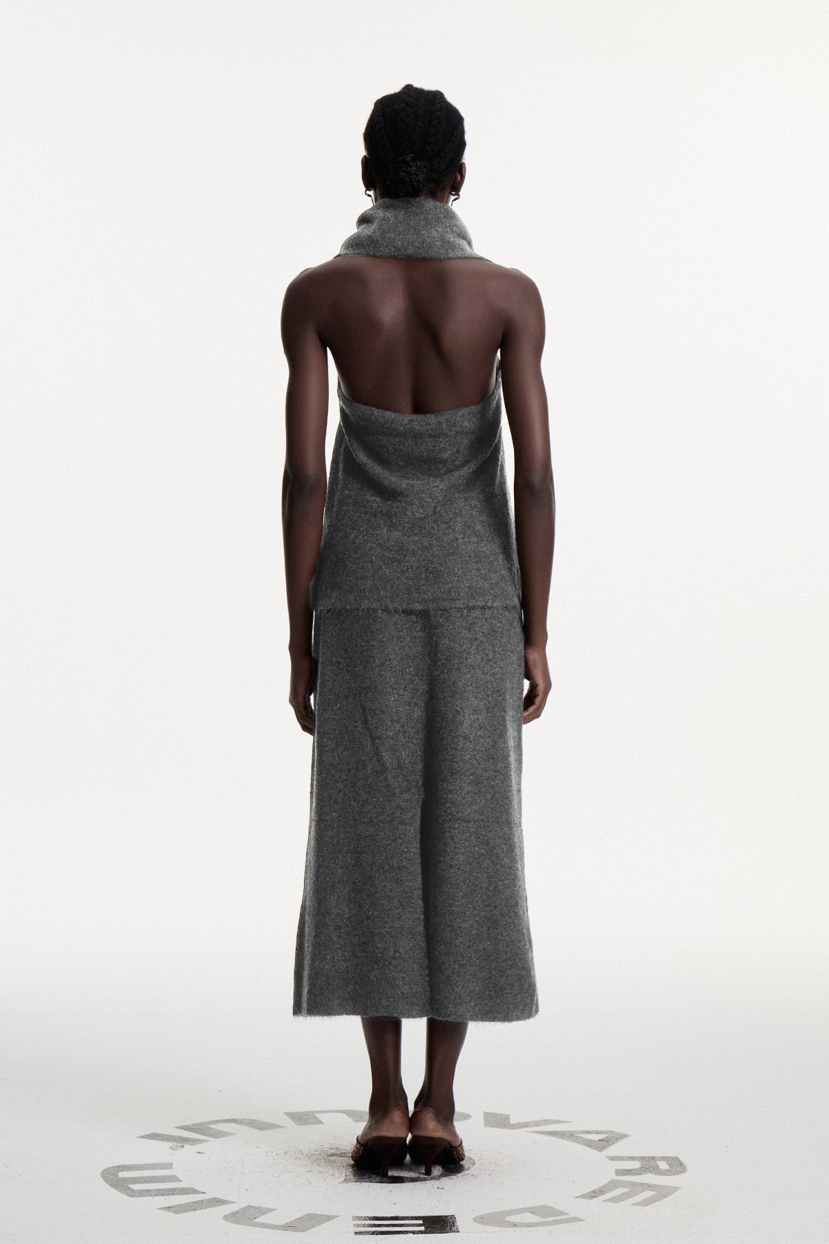 Christopher Cowl Neck Split Knit Skirt Set