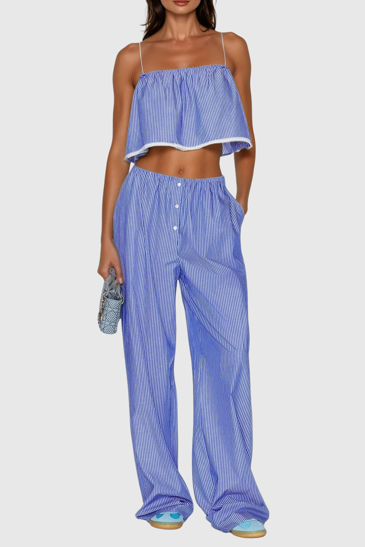 Cicely Spaghetti Stripe Pants Set