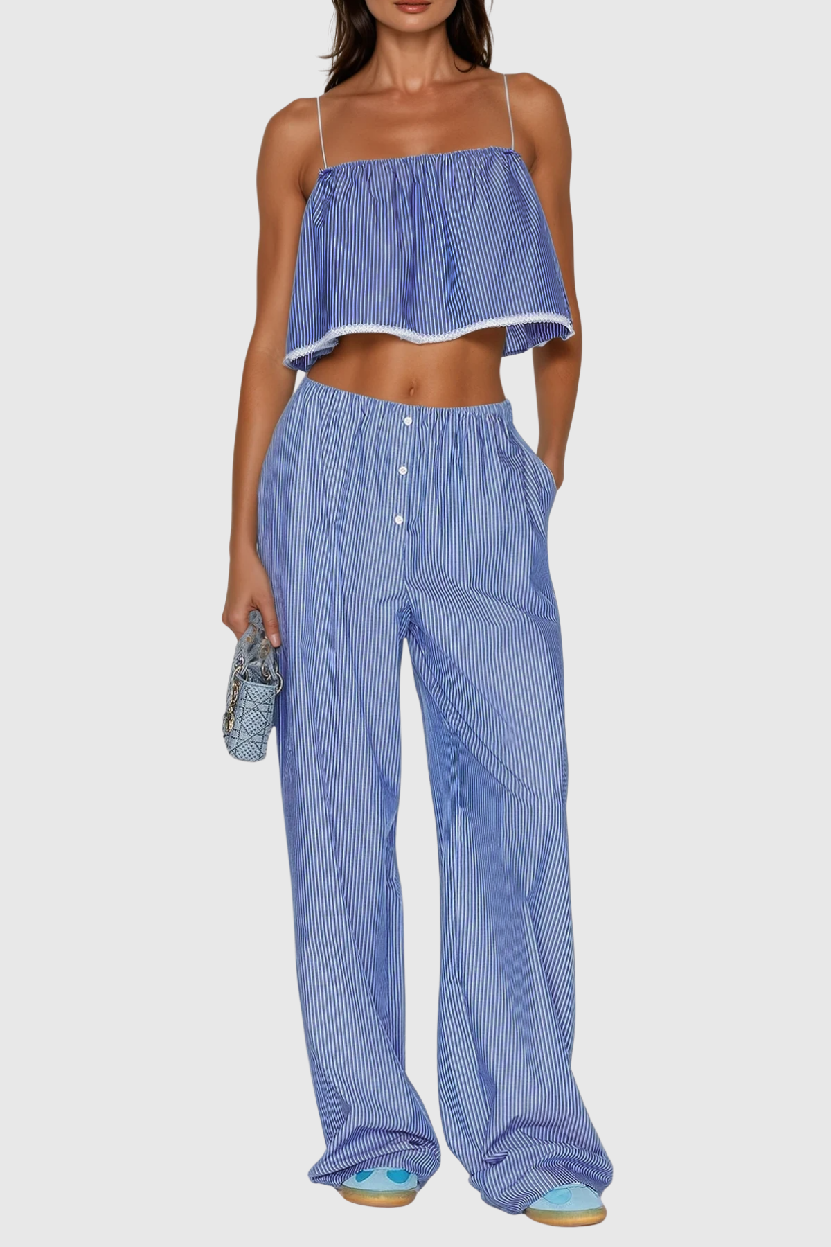 Cicely Spaghetti Stripe Pants Set