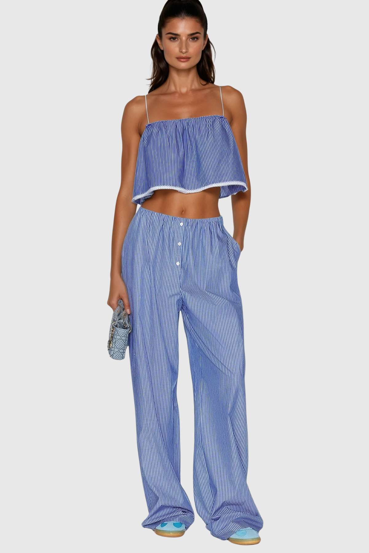 Cicely Spaghetti Stripe Pants Set
