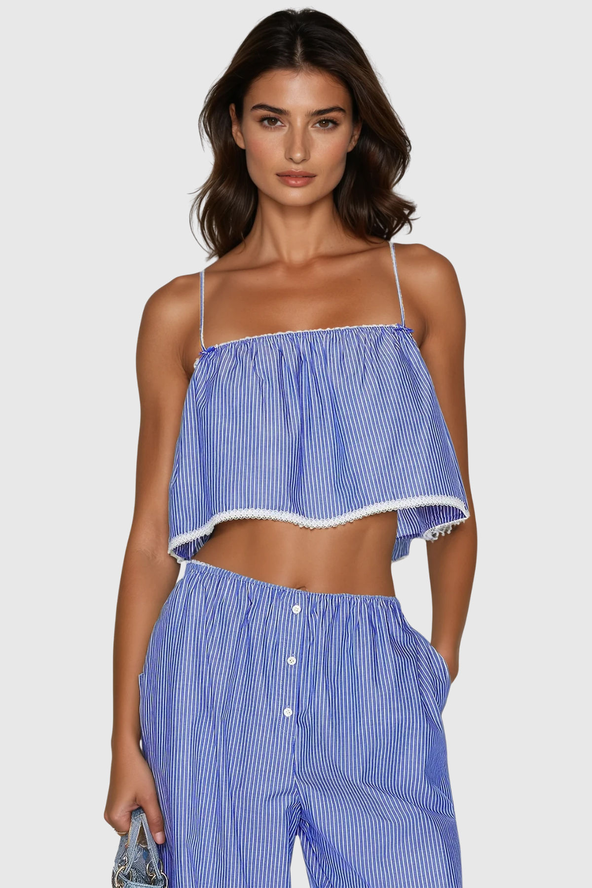 Cicely Spaghetti Stripe Pants Set