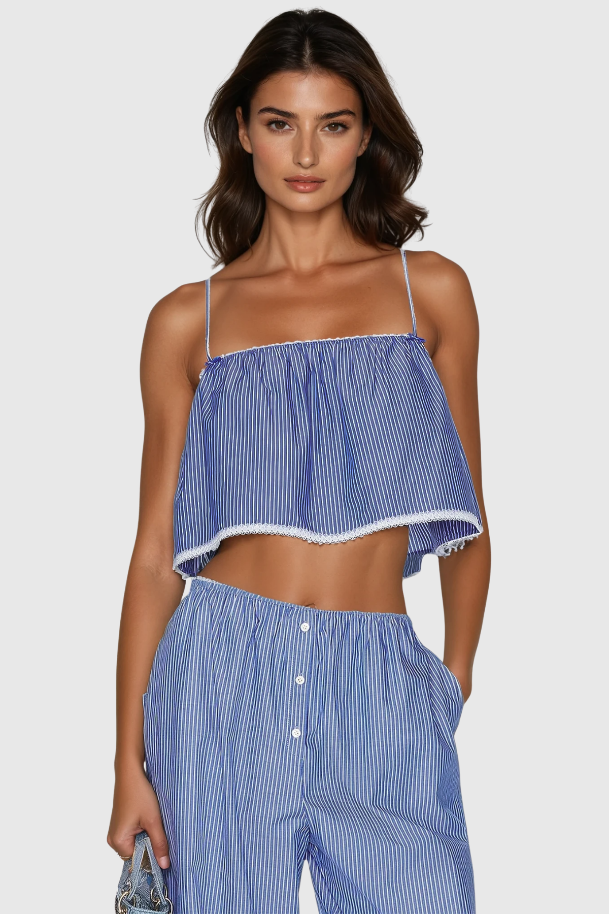 Cicely Spaghetti Stripe Pants Set