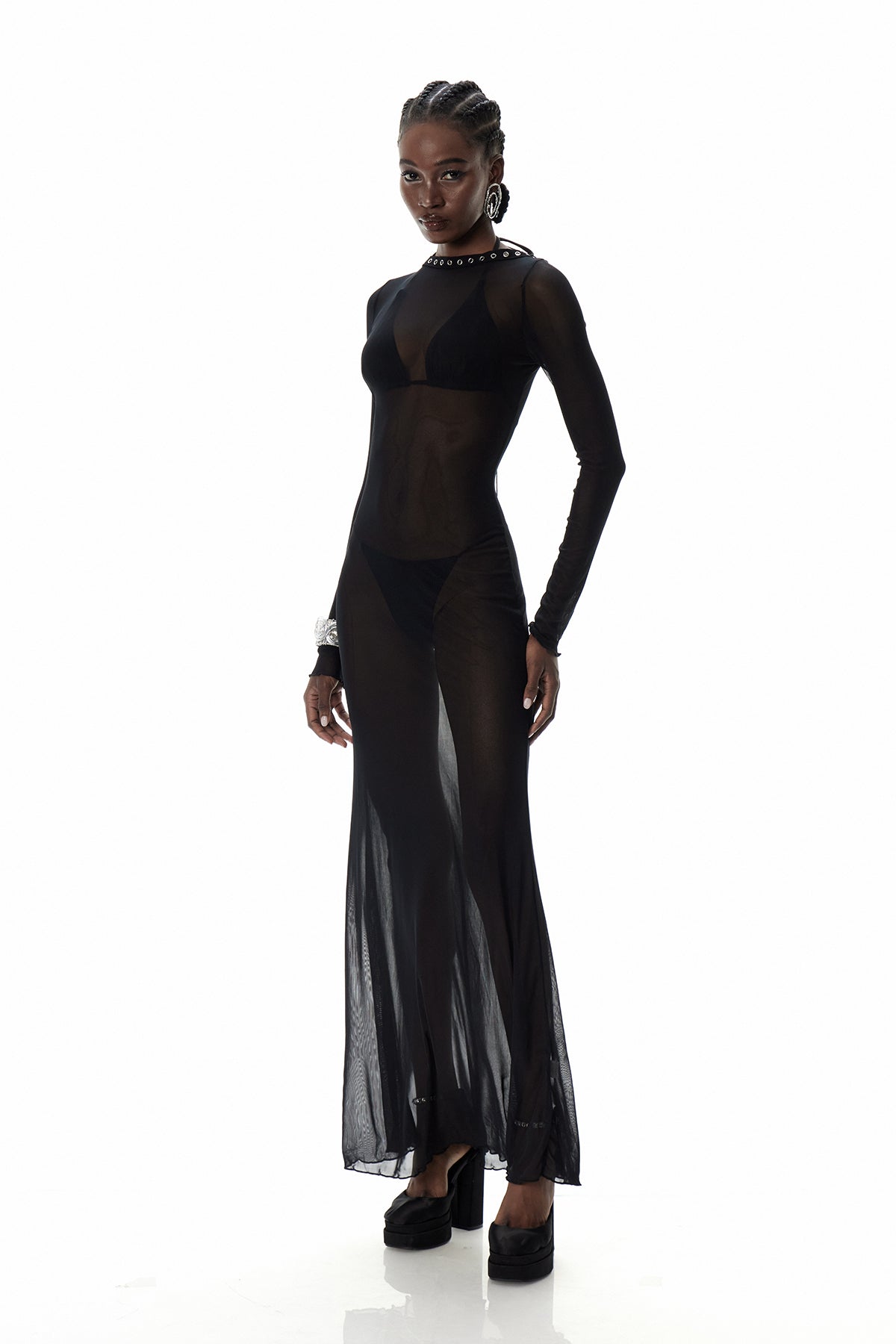 Cierra Backless Lace Up Maxi Dress